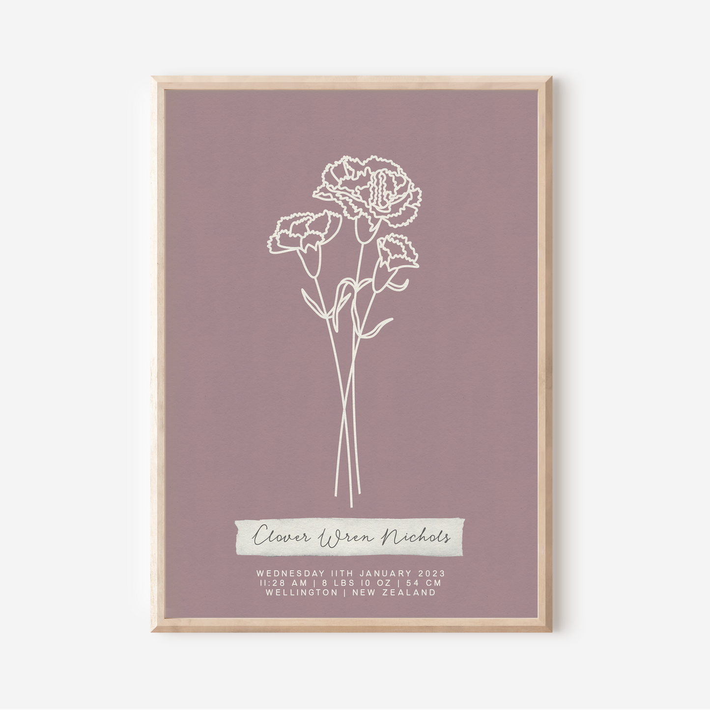 JANUARY Carnation - Botanical Birth Month Keepsake Print