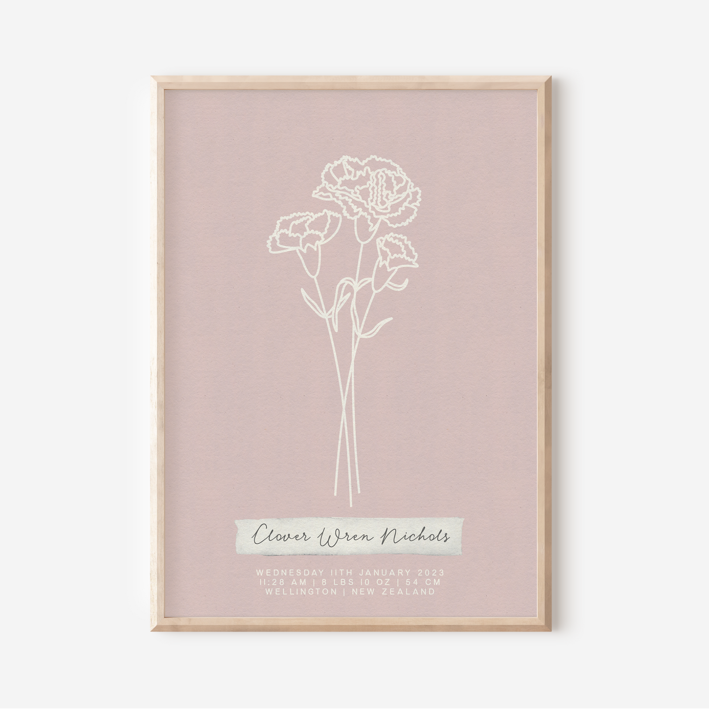 JANUARY Carnation - Botanical Birth Month Keepsake Print