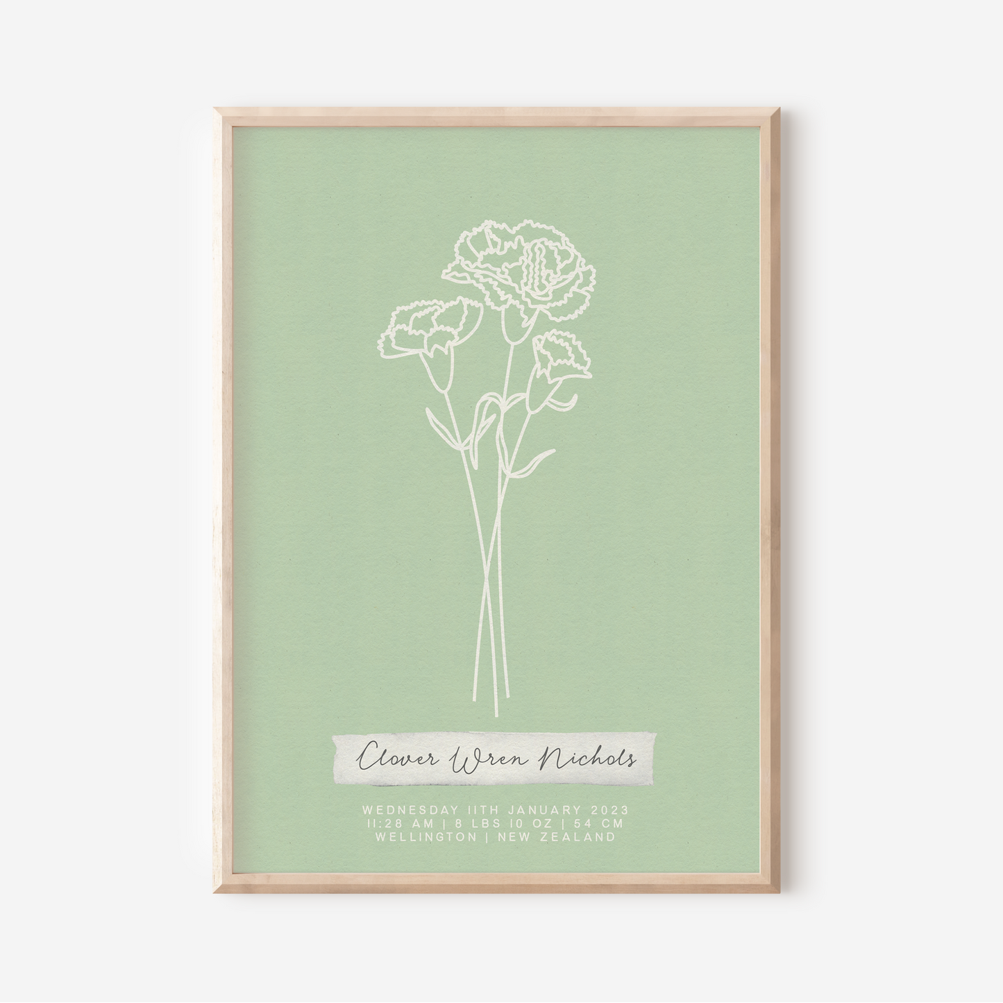 JANUARY Carnation - Botanical Birth Month Keepsake Print