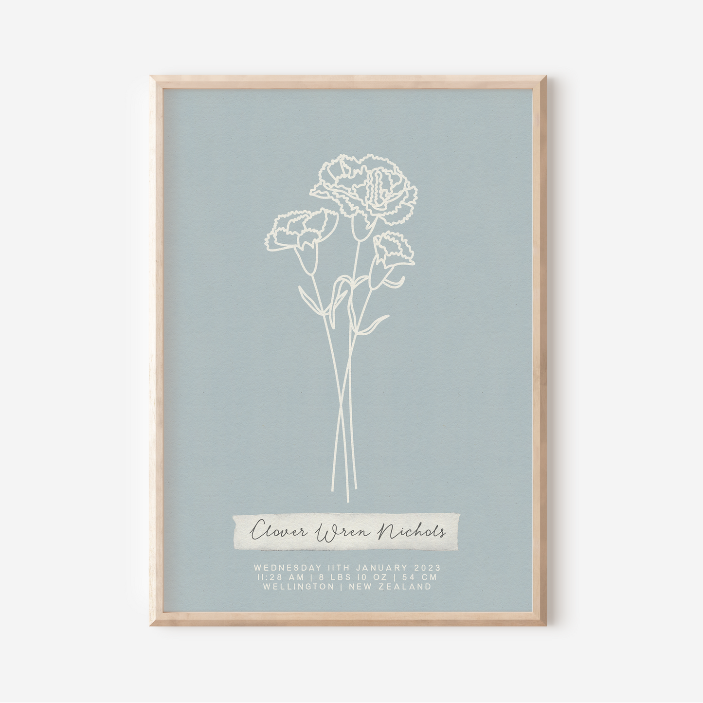 JANUARY Carnation - Botanical Birth Month Keepsake Print