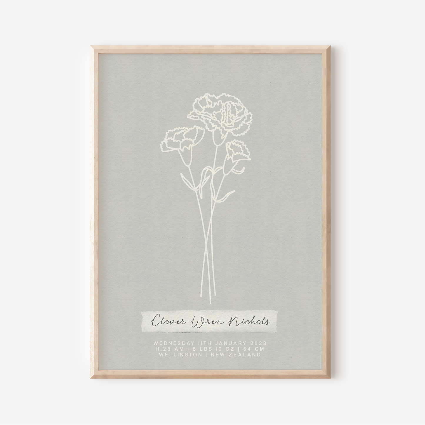 JANUARY Carnation - Botanical Birth Month Keepsake Print