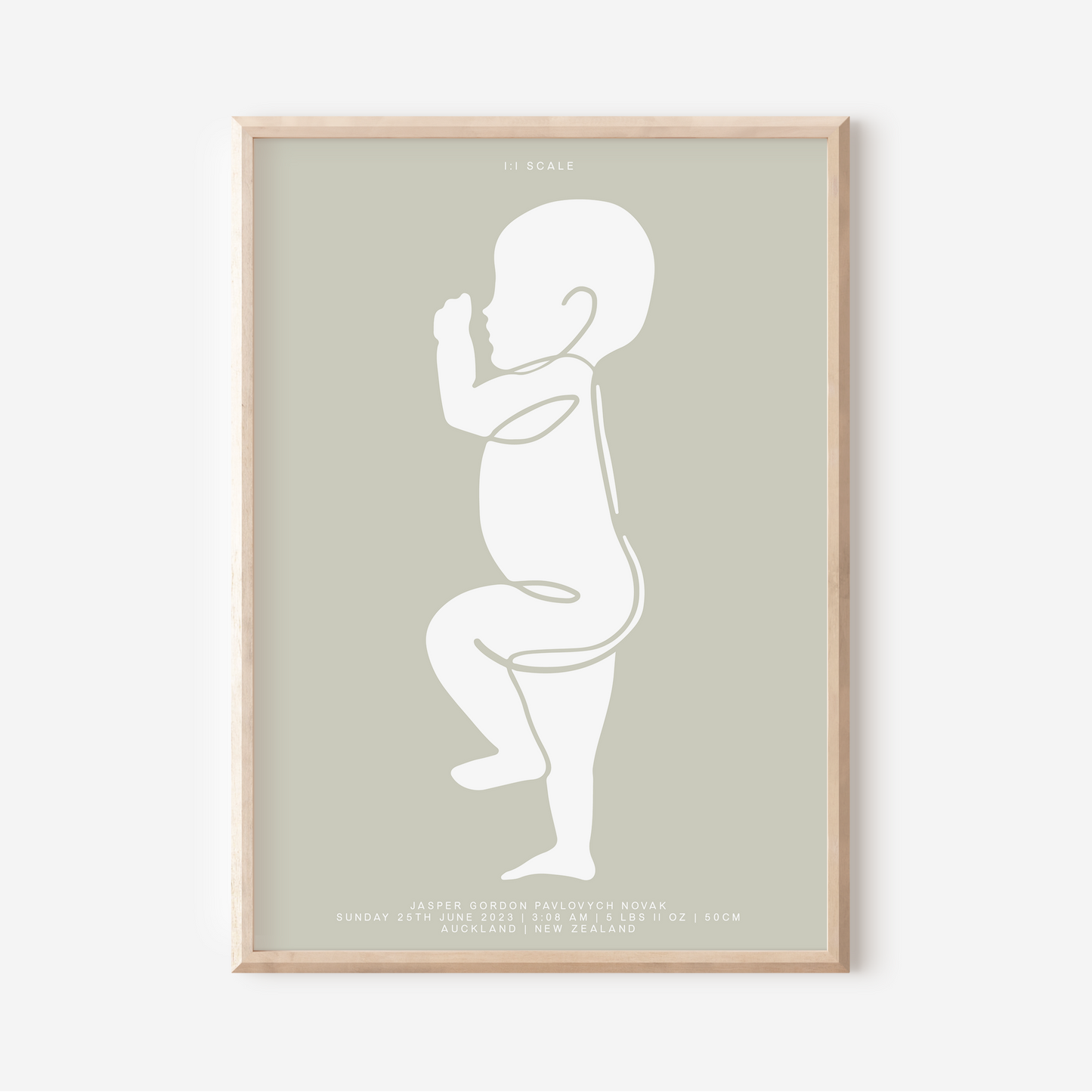 1:1 Scale - Sophisticated Birth Detail Keepsake Print