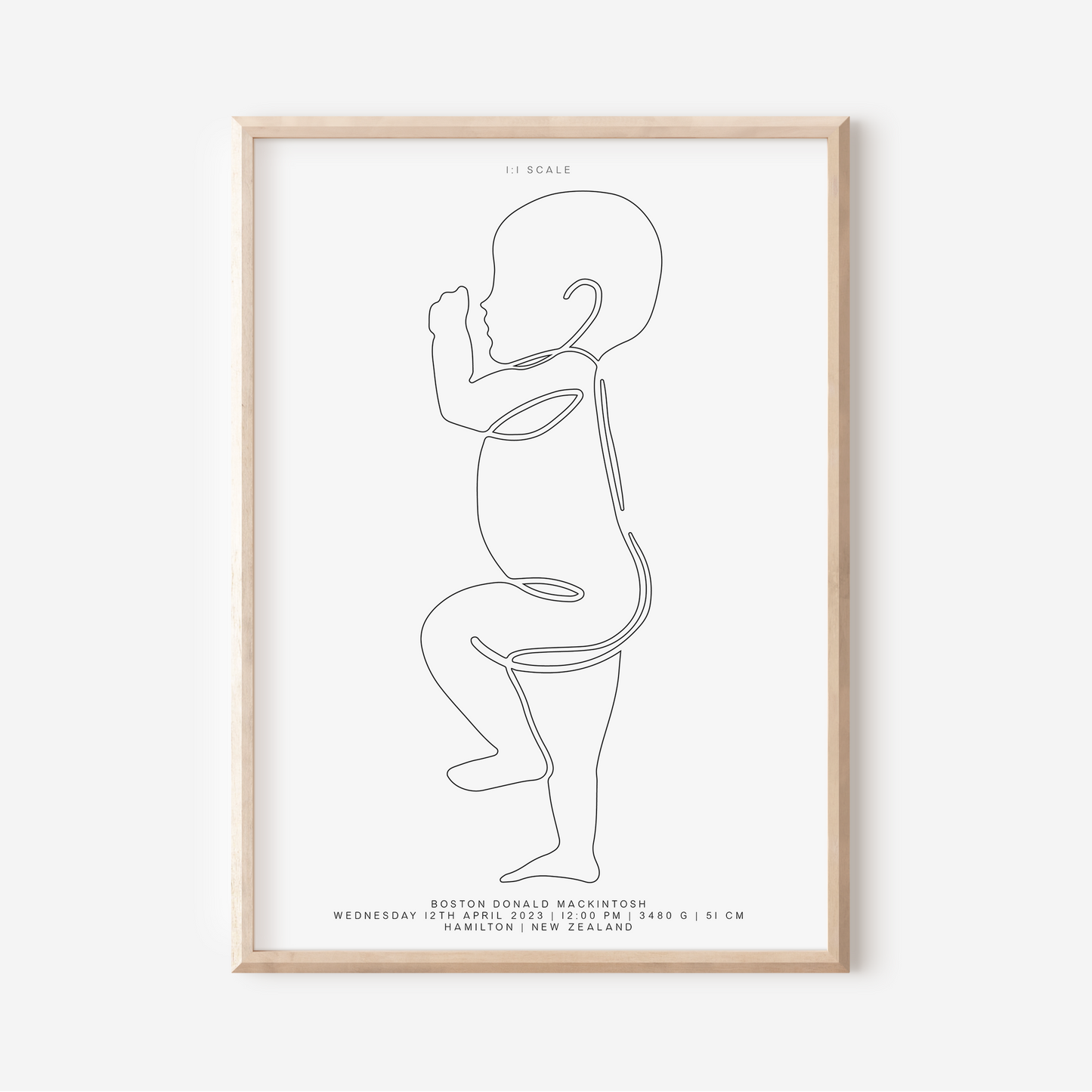 1:1 Scale - Sophisticated Birth Detail Keepsake Print
