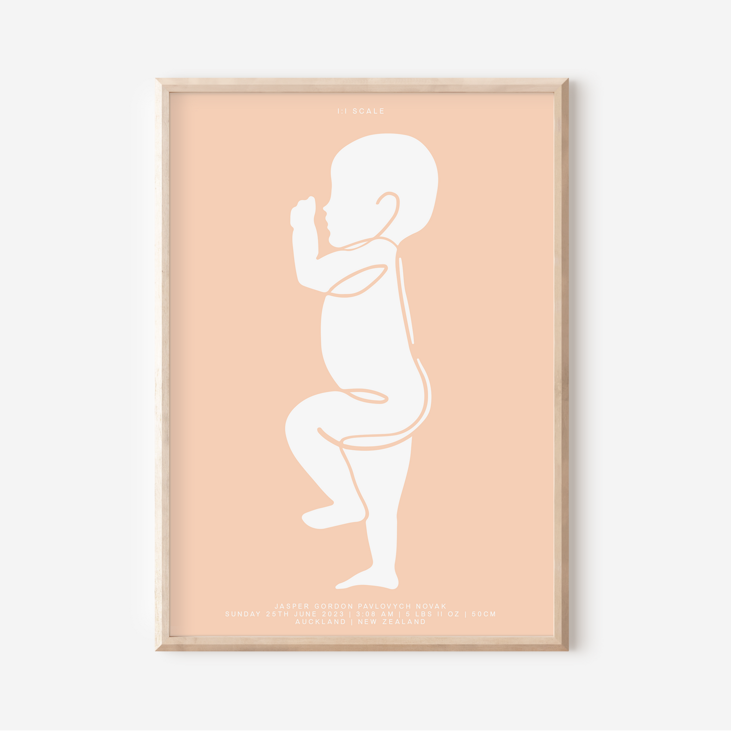 1:1 Scale - Sophisticated Birth Detail Keepsake Print