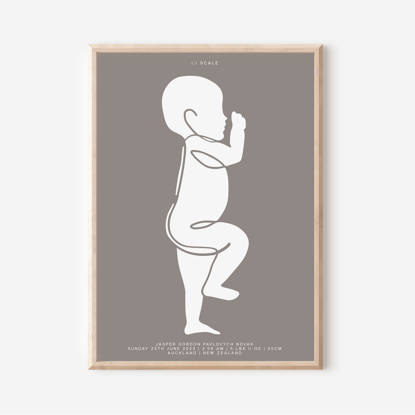 1:1 Scale - Sophisticated Birth Detail Keepsake Print