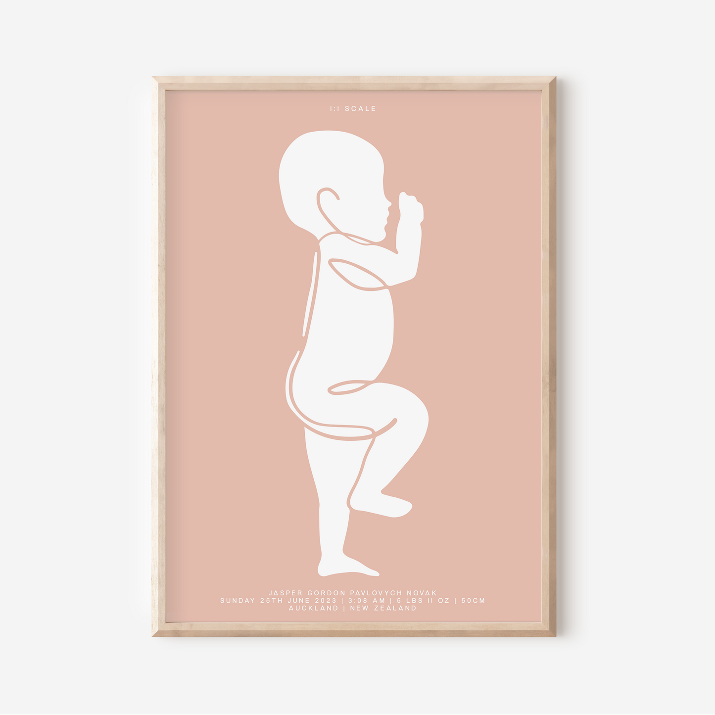 1:1 Scale - Sophisticated Birth Detail Keepsake Print