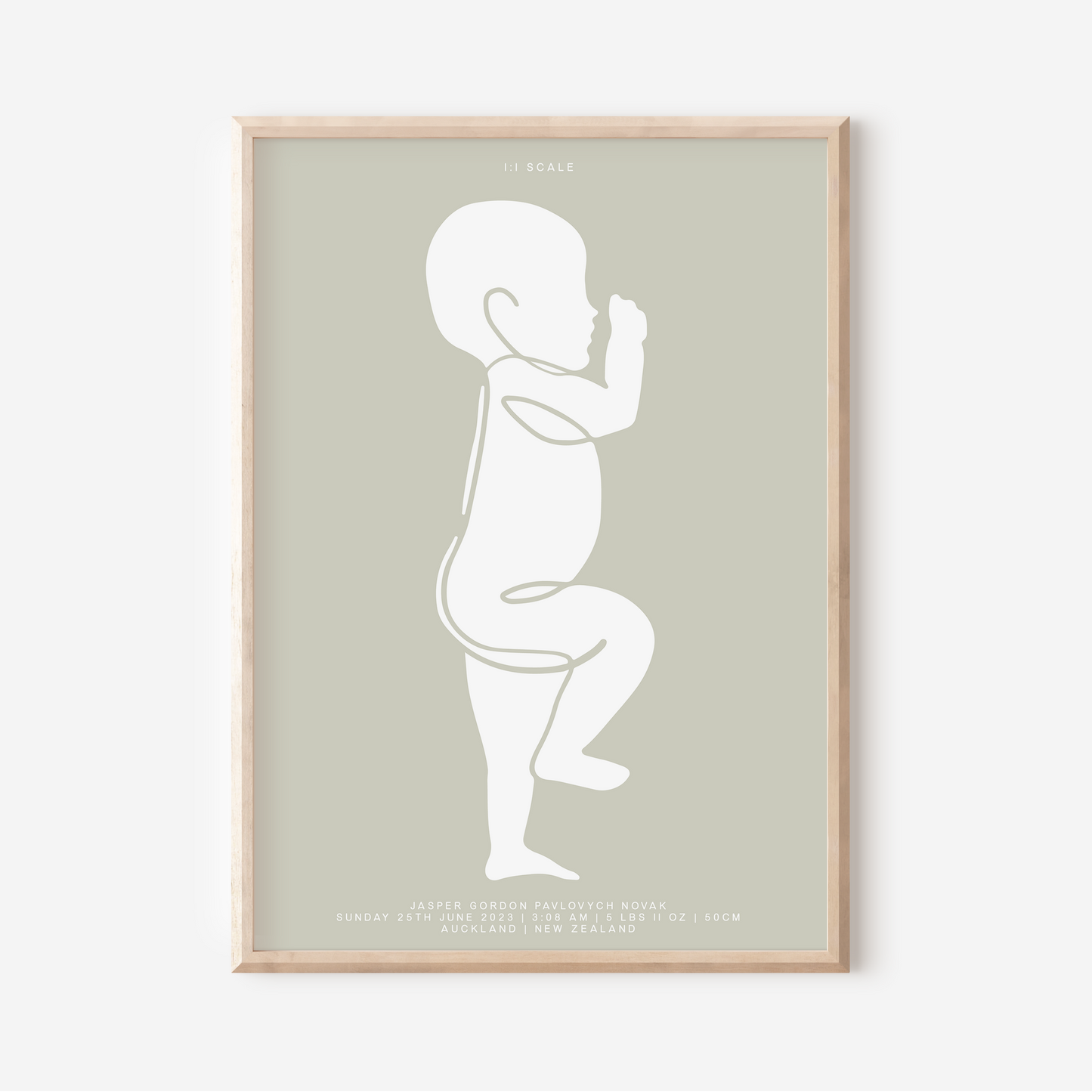 1:1 Scale - Sophisticated Birth Detail Keepsake Print