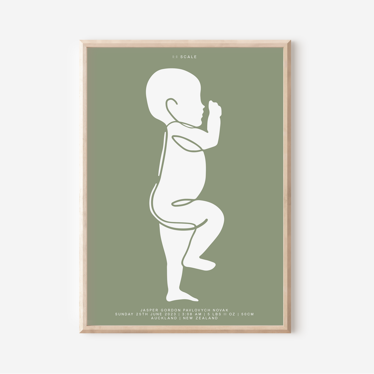 1:1 Scale - Sophisticated Birth Detail Keepsake Print