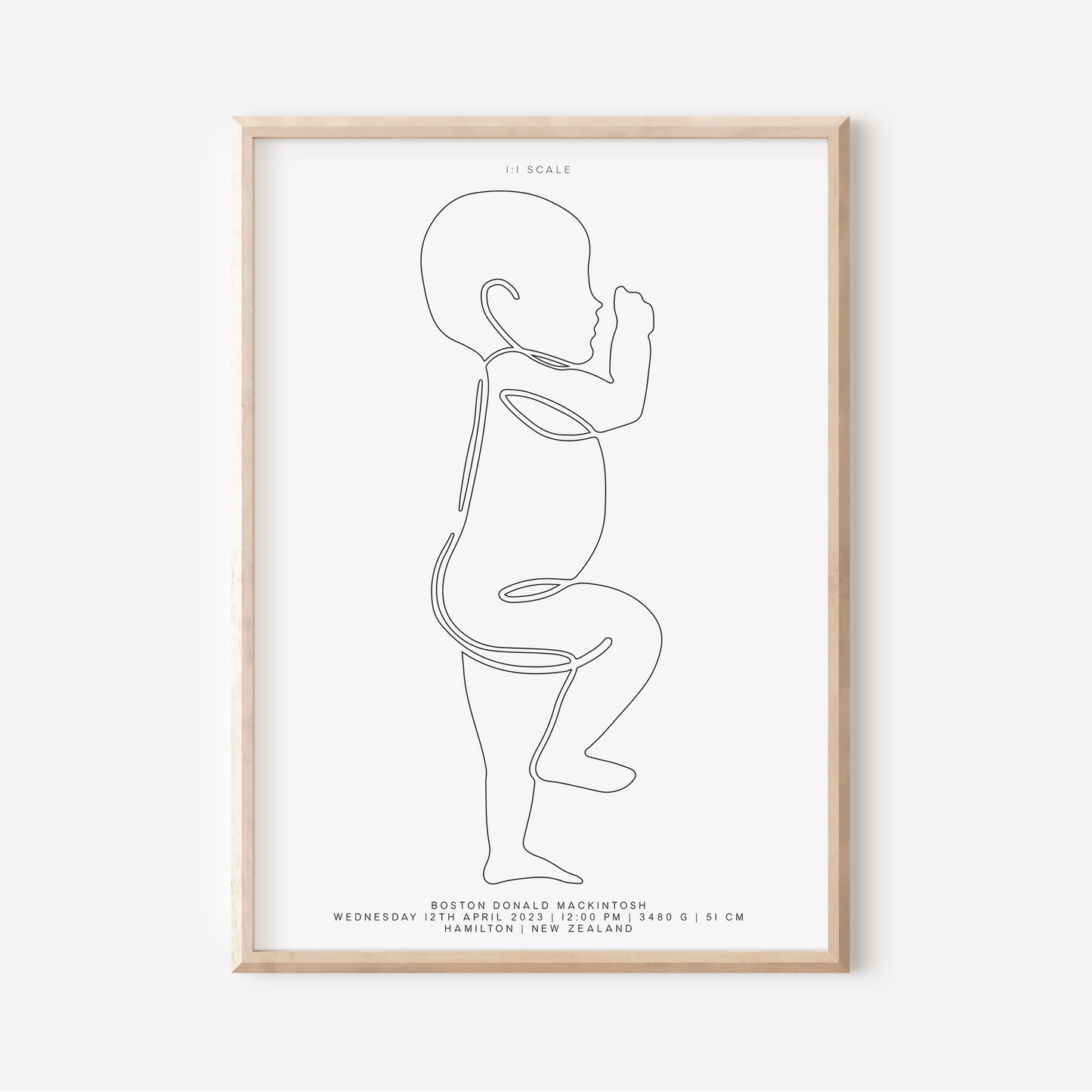 1:1 Scale - Sophisticated Birth Detail Keepsake Print
