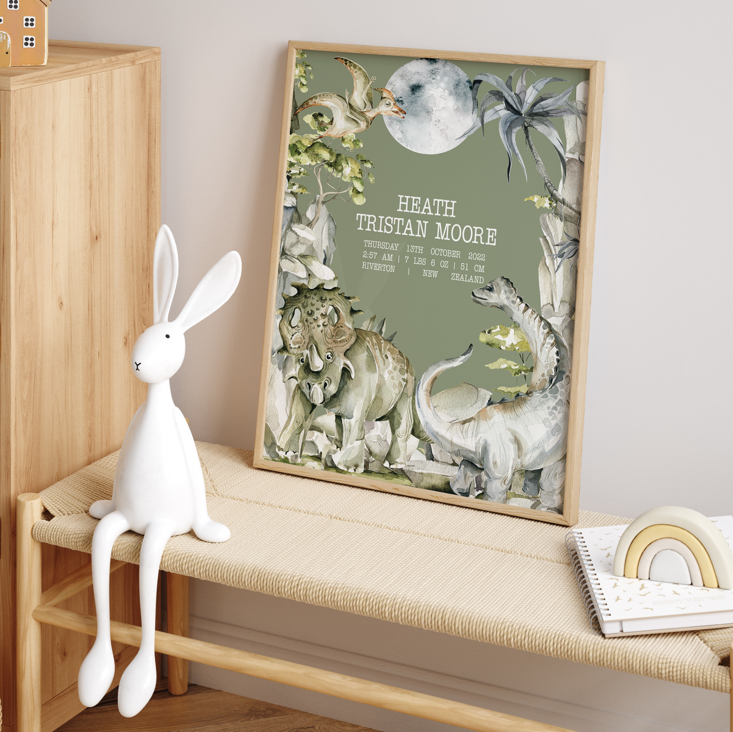 Dinosaur - Birth Detail Keepsake Print