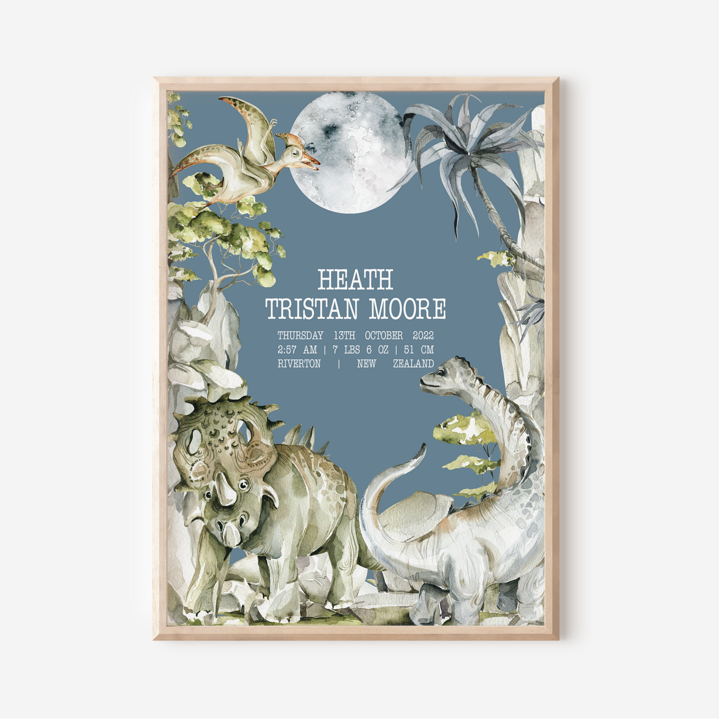 Dinosaur - Birth Detail Keepsake Print