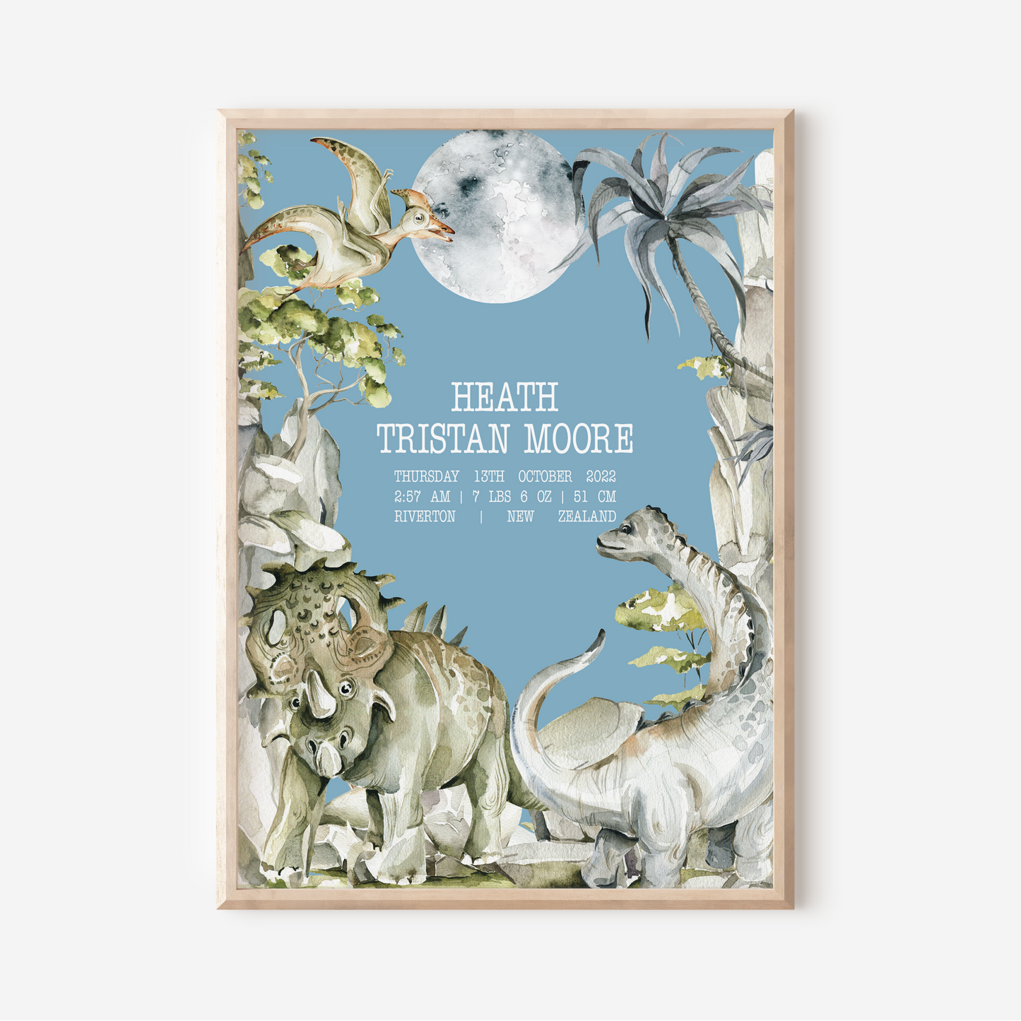 Dinosaur - Birth Detail Keepsake Print