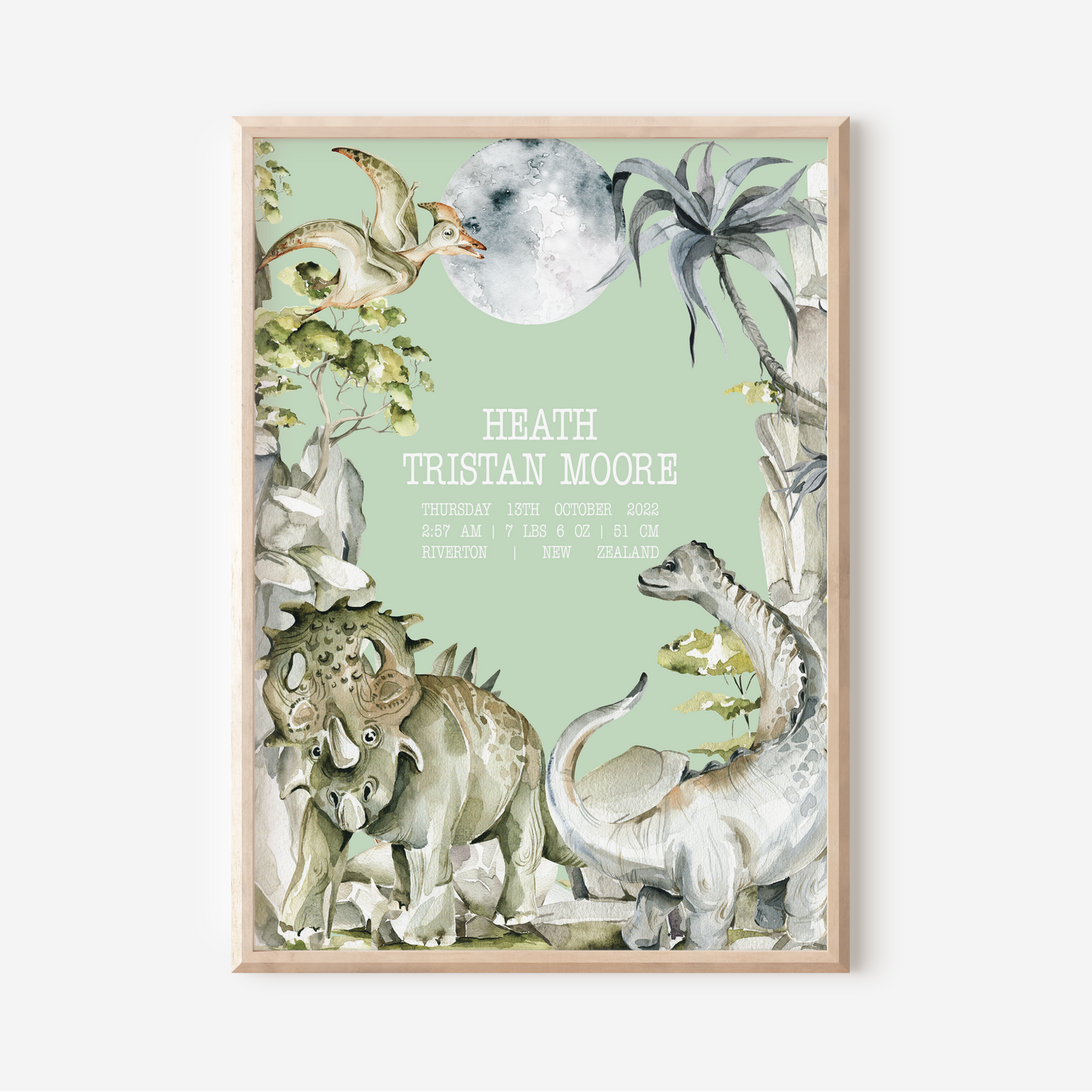 Dinosaur - Birth Detail Keepsake Print