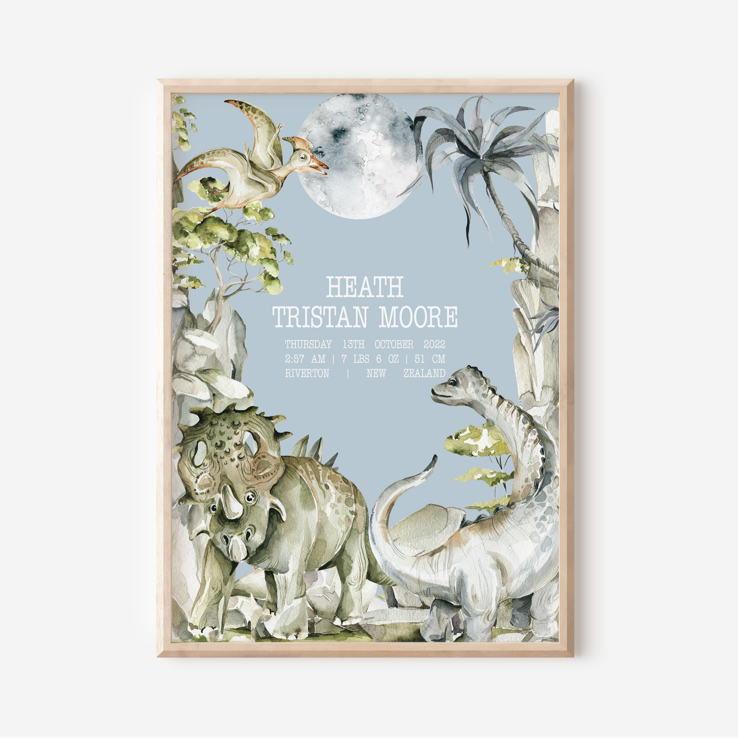 Dinosaur - Birth Detail Keepsake Print