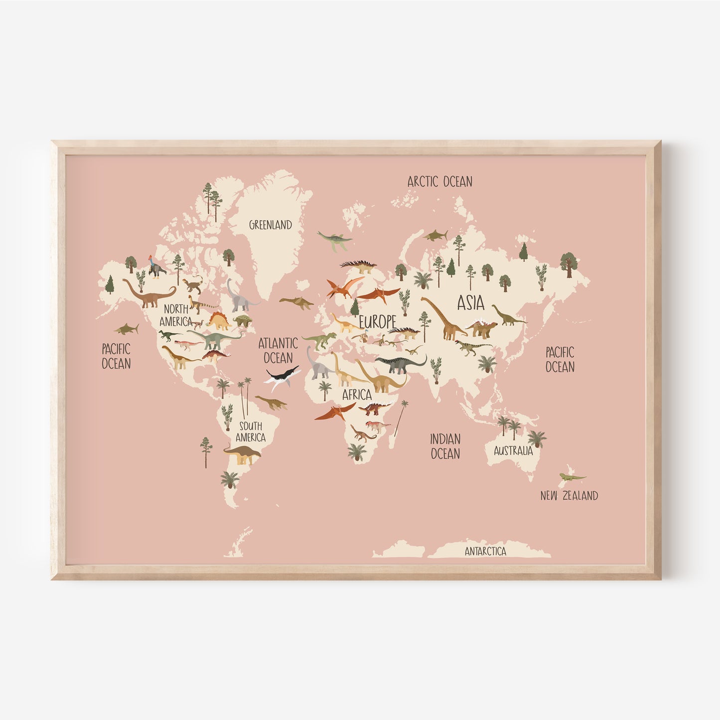 Dinosaur World Map | Art Print