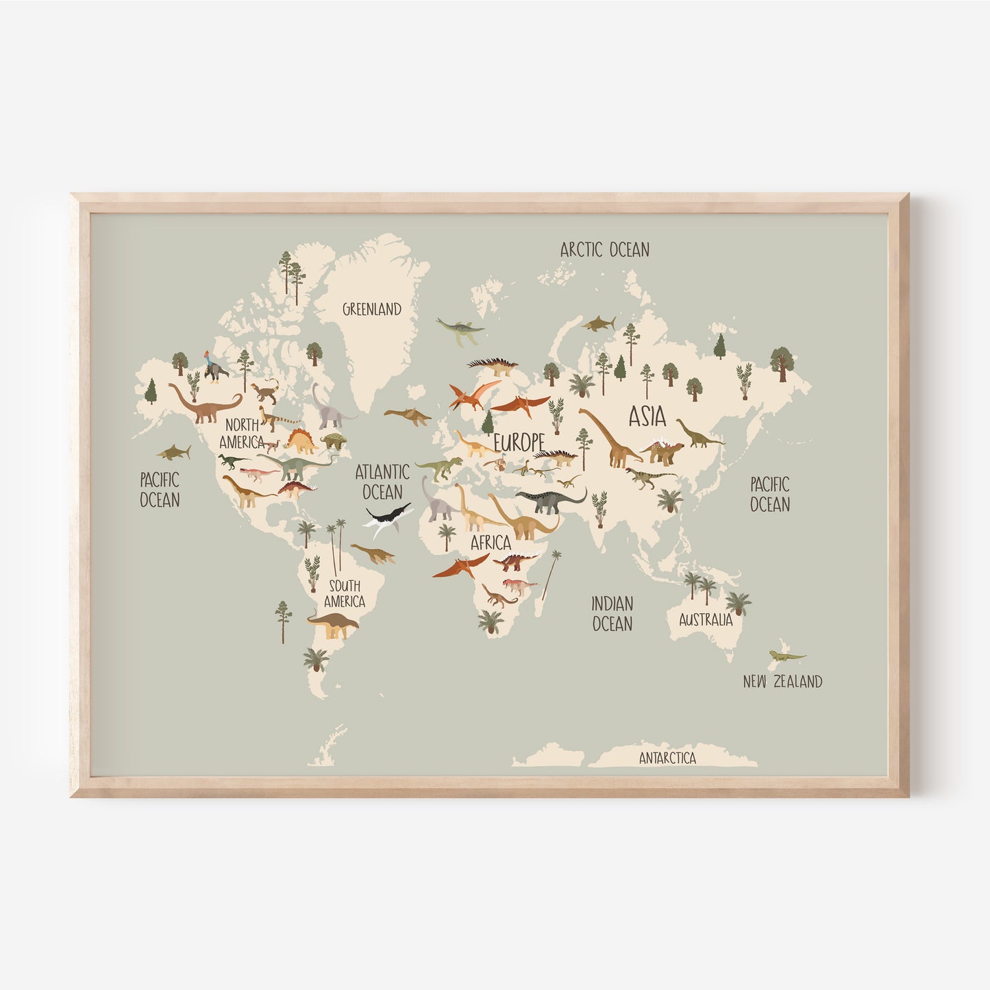 Dinosaur World Map | Art Print