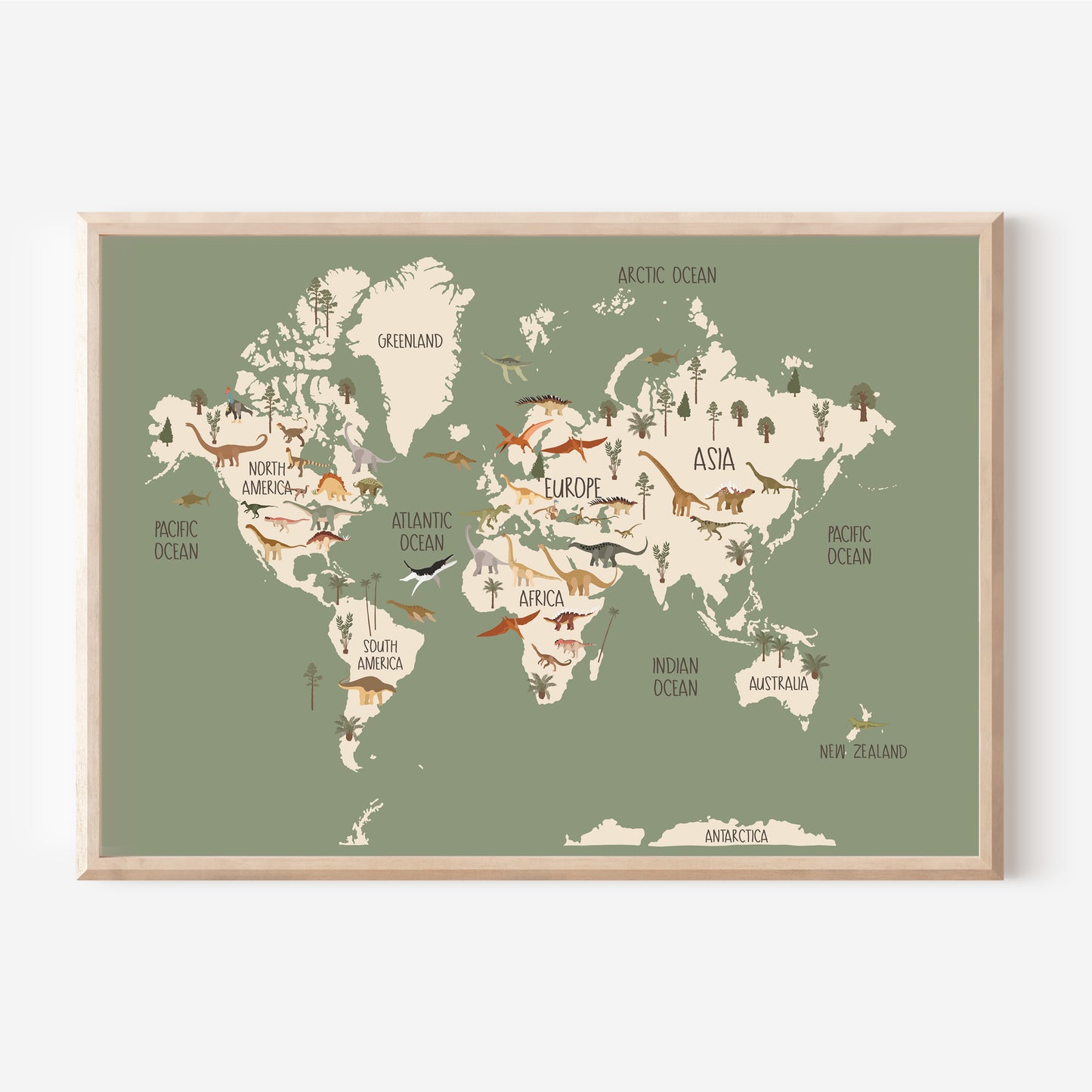 Dinosaur World Map | Art Print