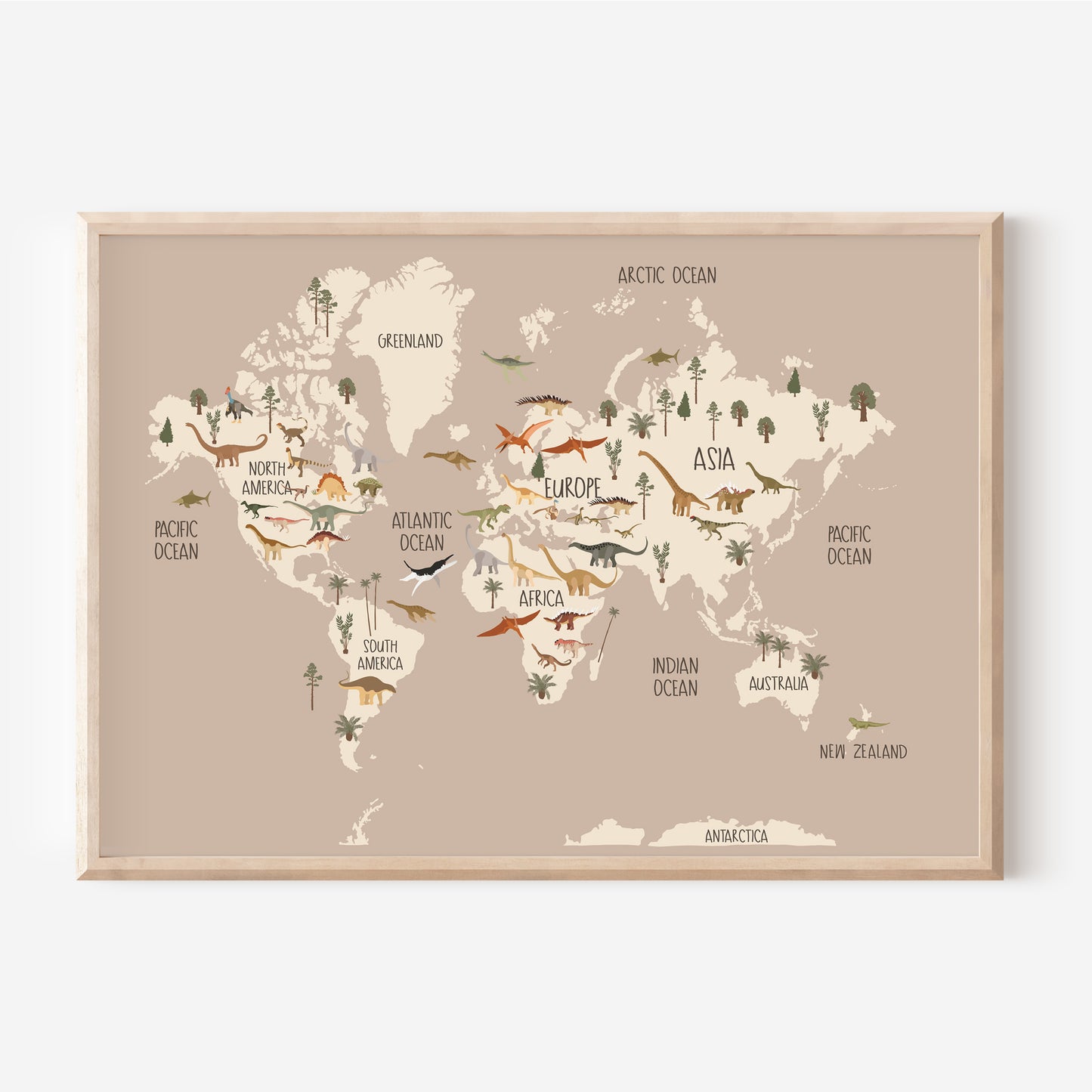 Dinosaur World Map | Art Print