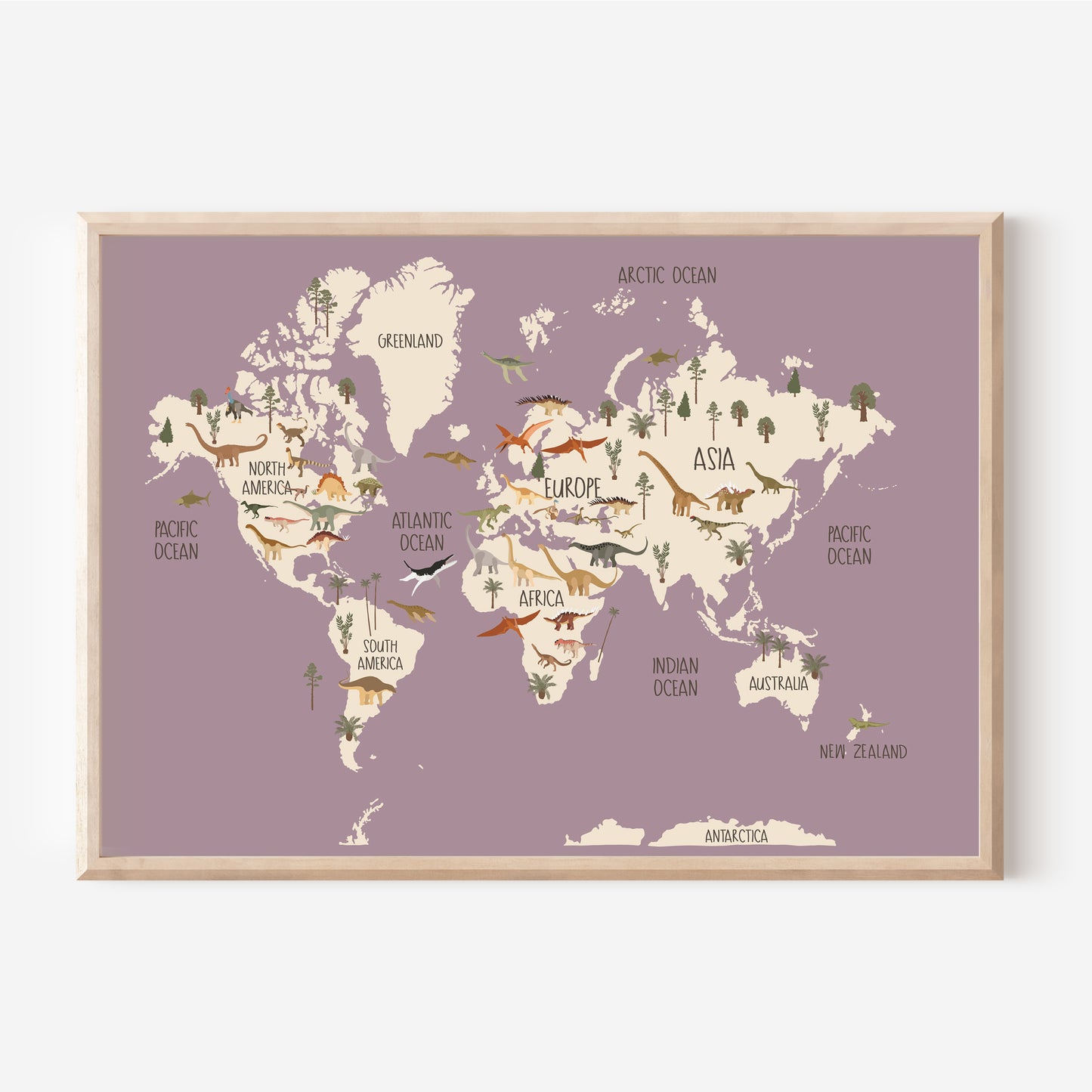 Dinosaur World Map | Art Print