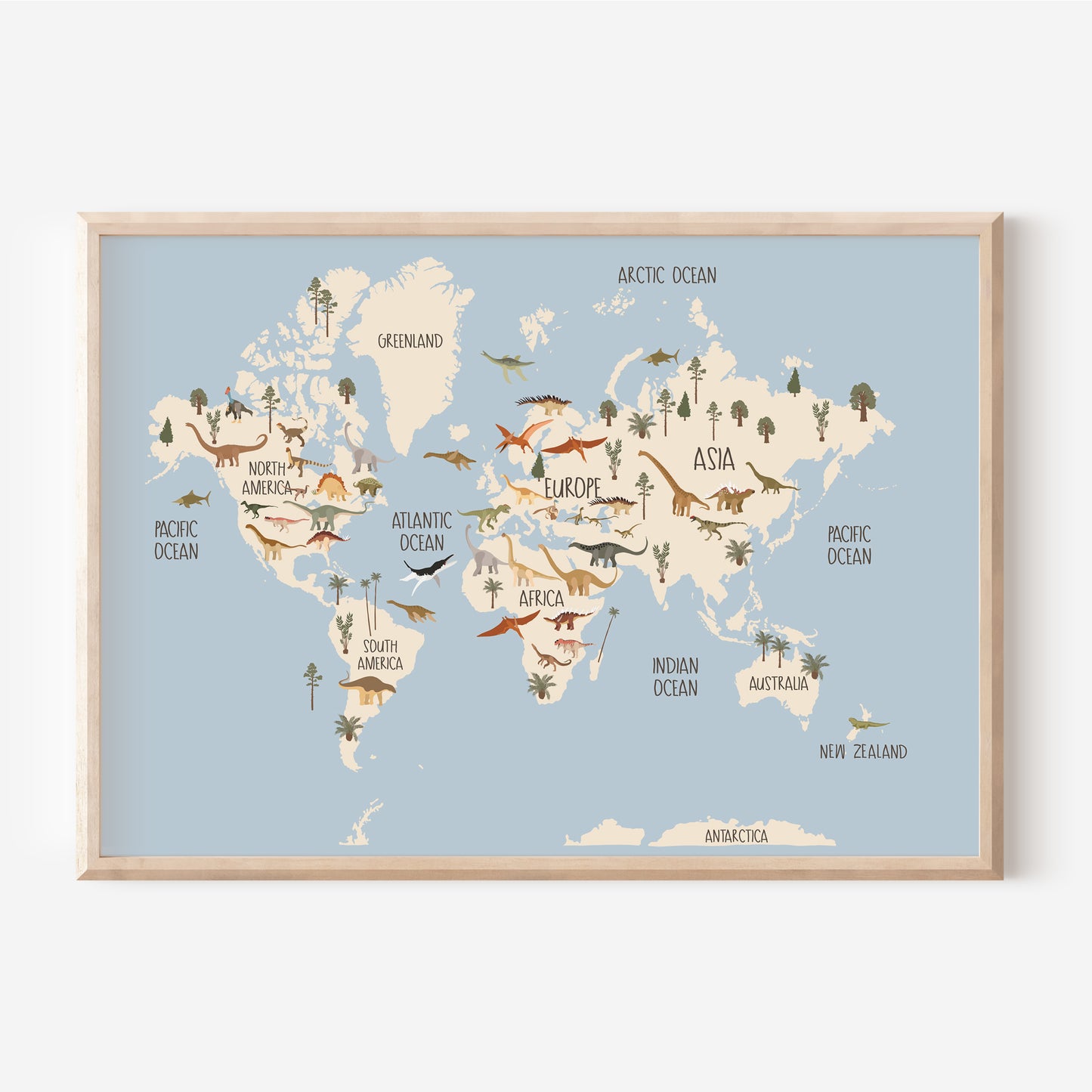 Dinosaur World Map | Art Print