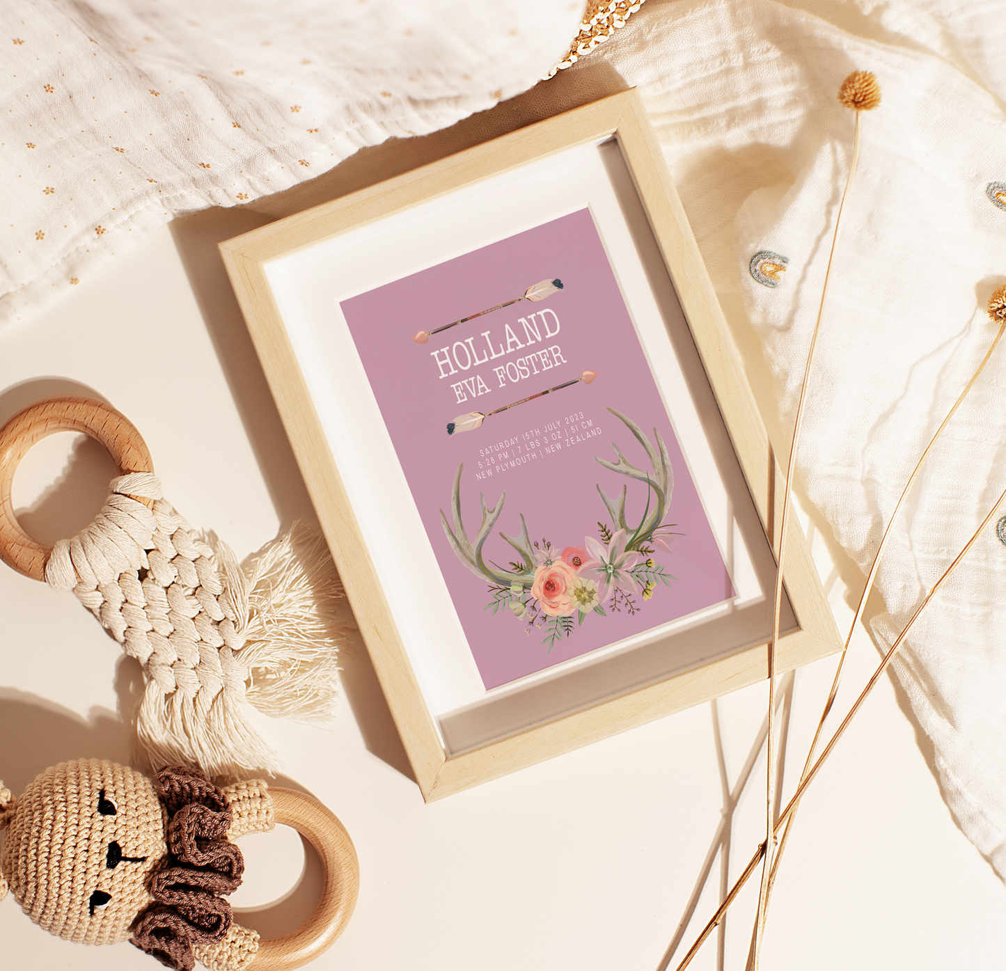 Indie - Birth Detail Keepsake Print