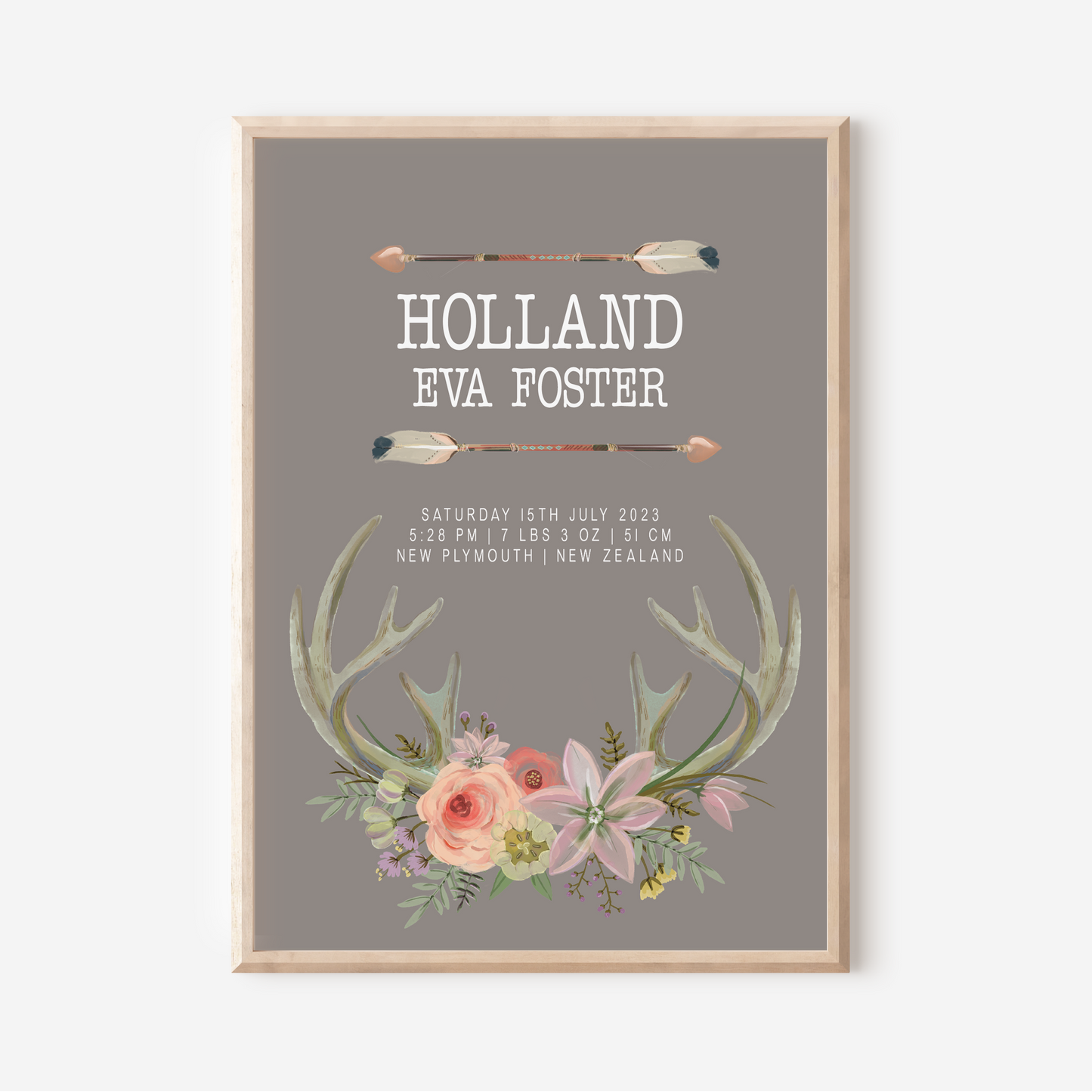 Indie - Birth Detail Keepsake Print
