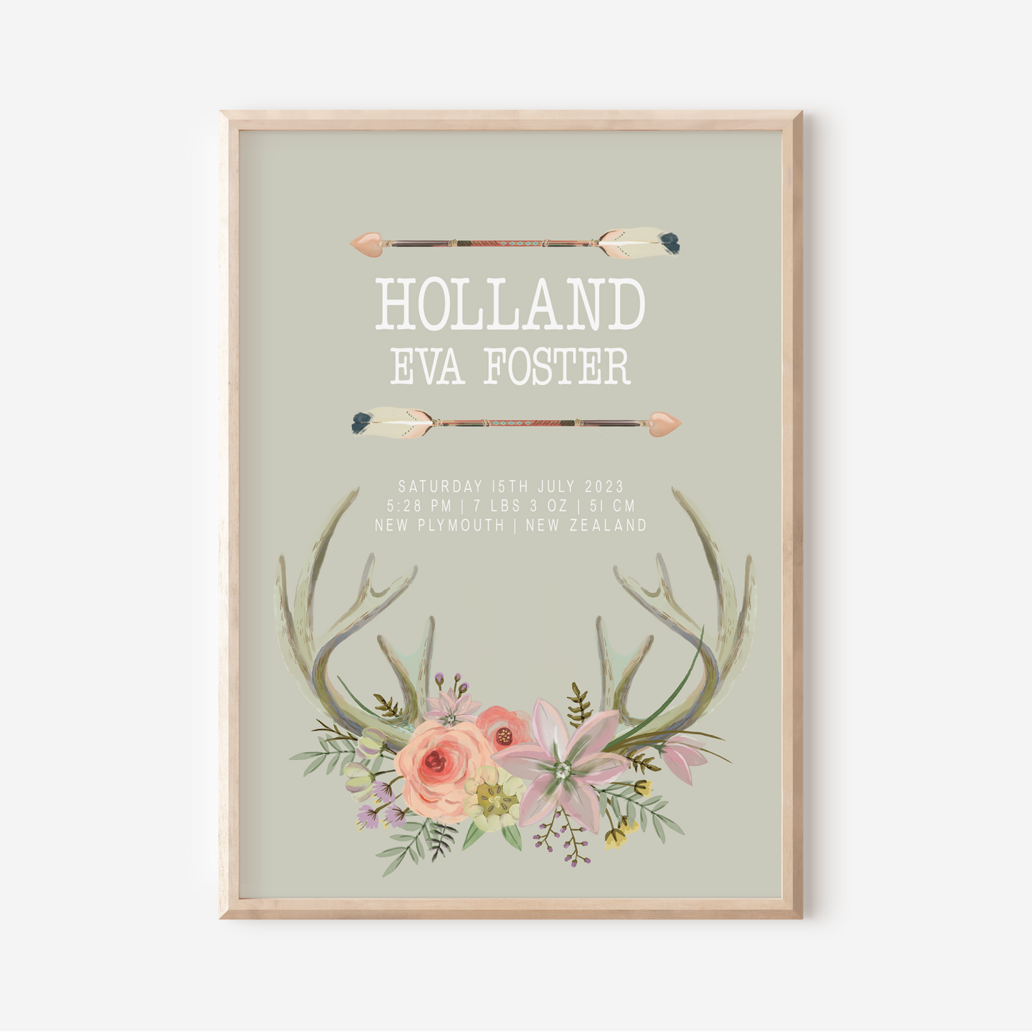 Indie - Birth Detail Keepsake Print