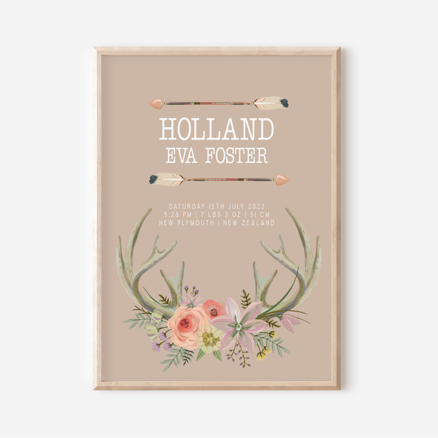 Indie - Birth Detail Keepsake Print