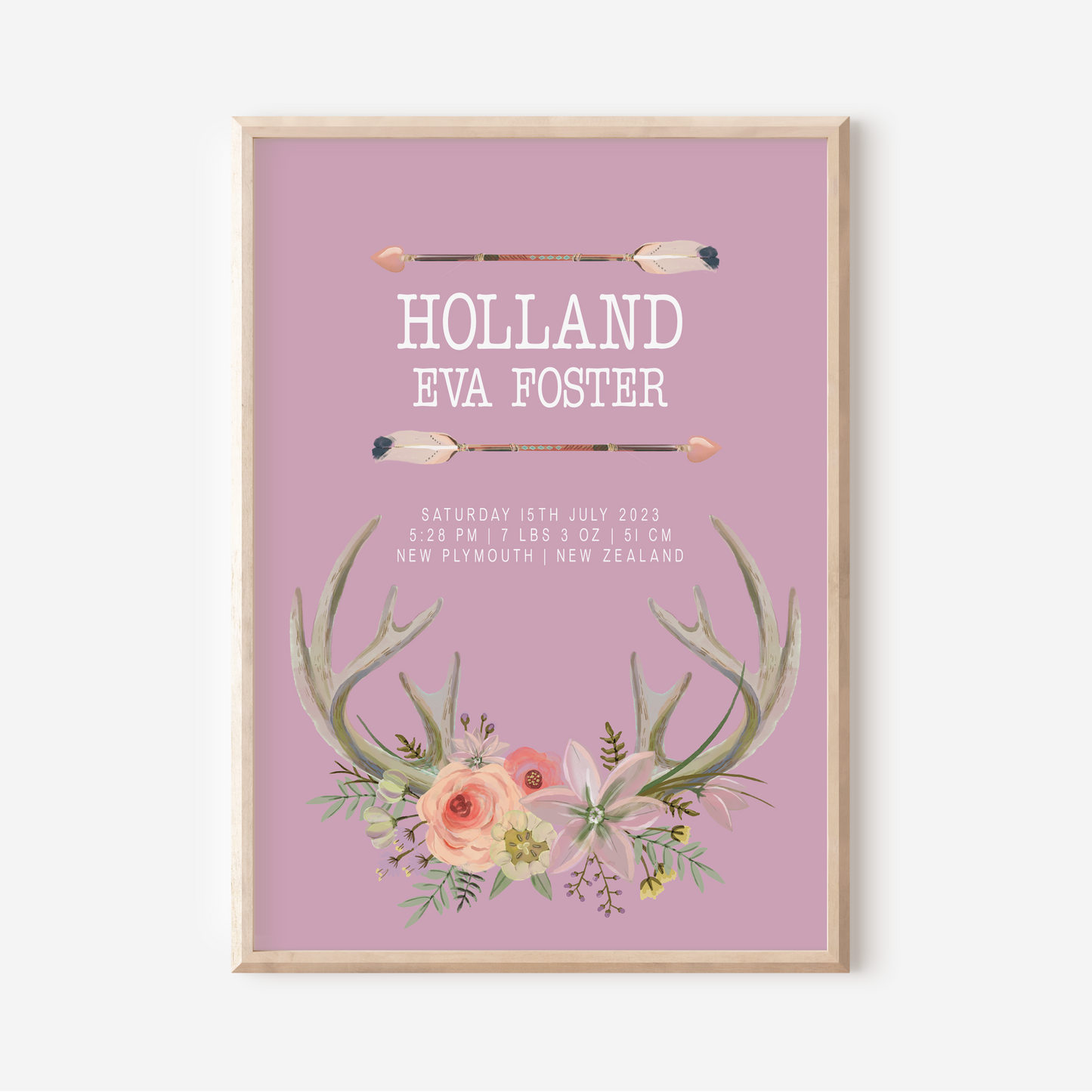 Indie - Birth Detail Keepsake Print