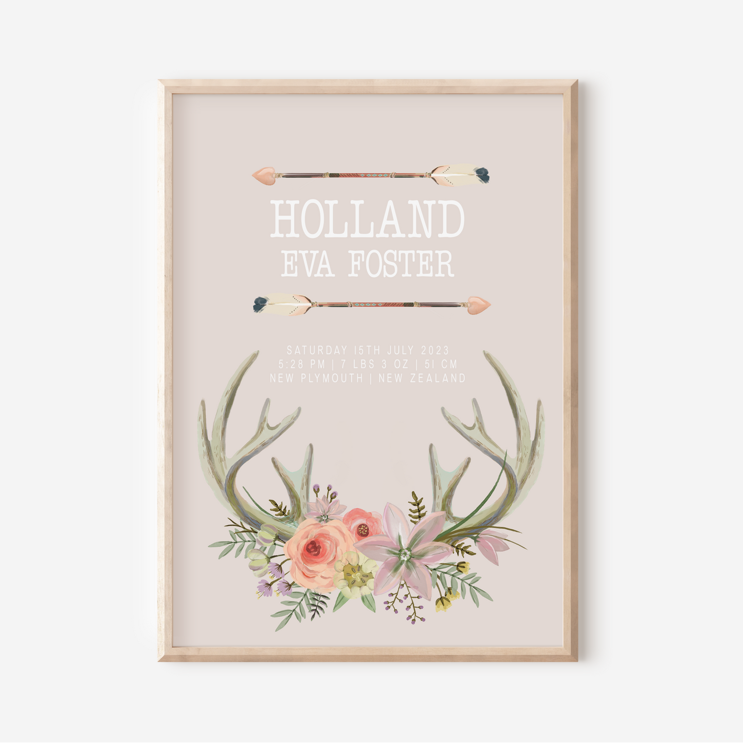 Indie - Birth Detail Keepsake Print
