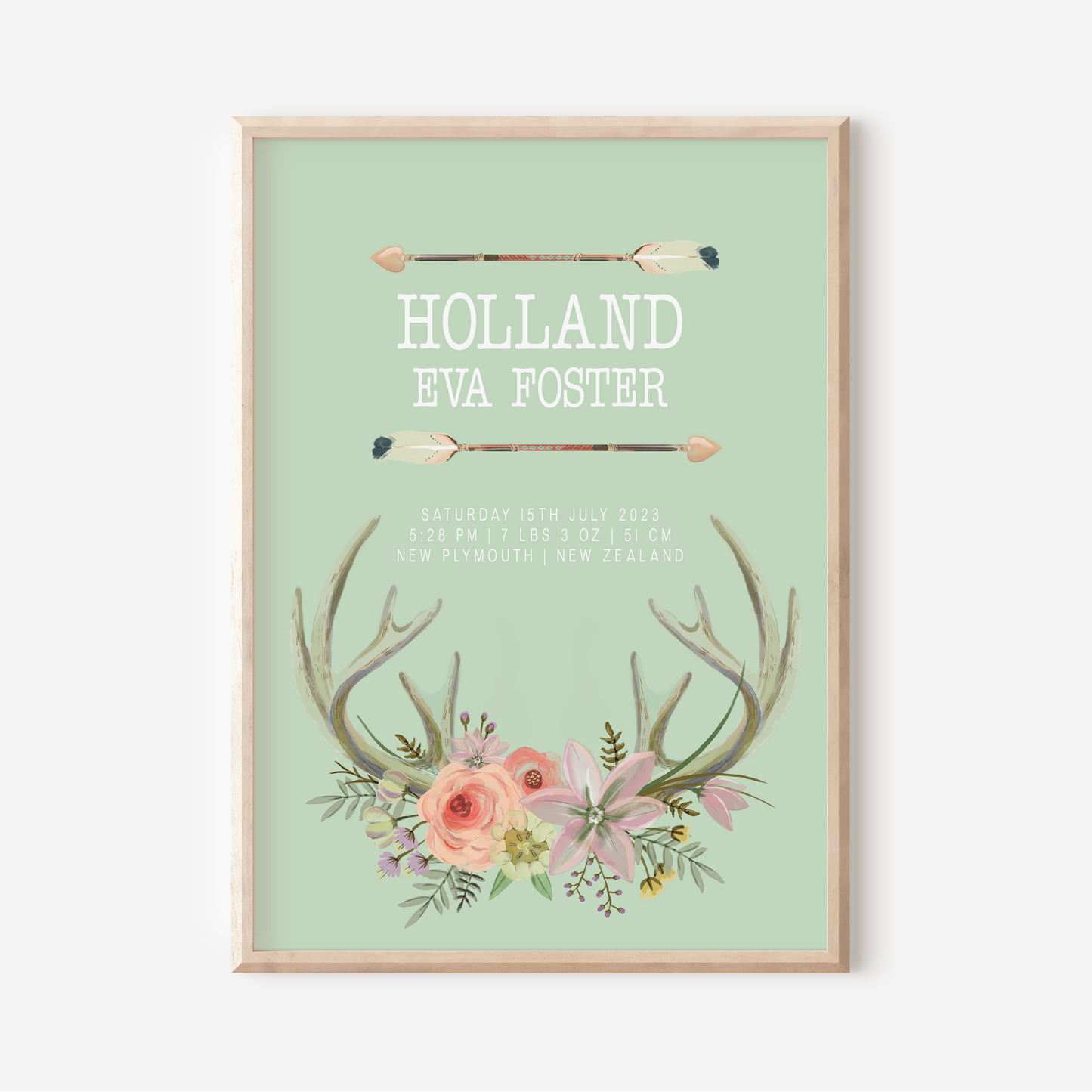 Indie - Birth Detail Keepsake Print