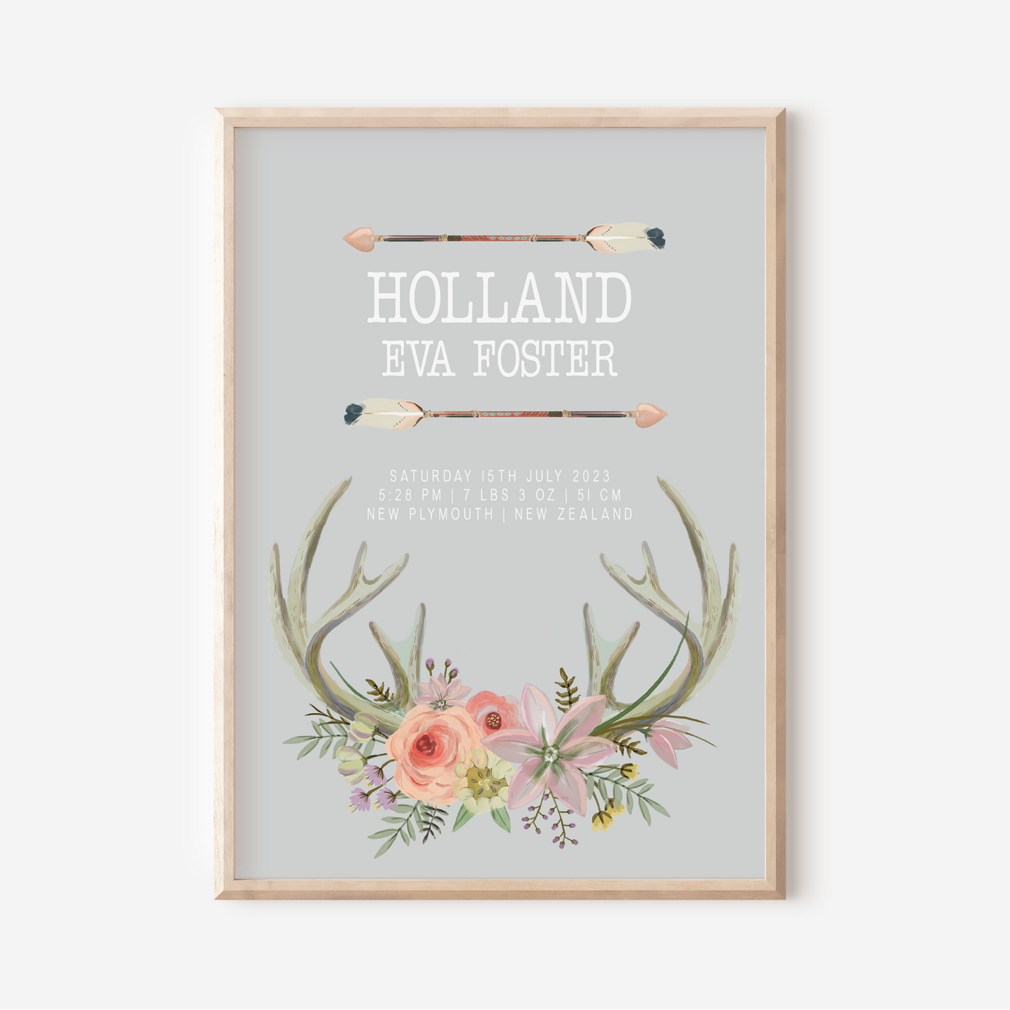 Indie - Birth Detail Keepsake Print