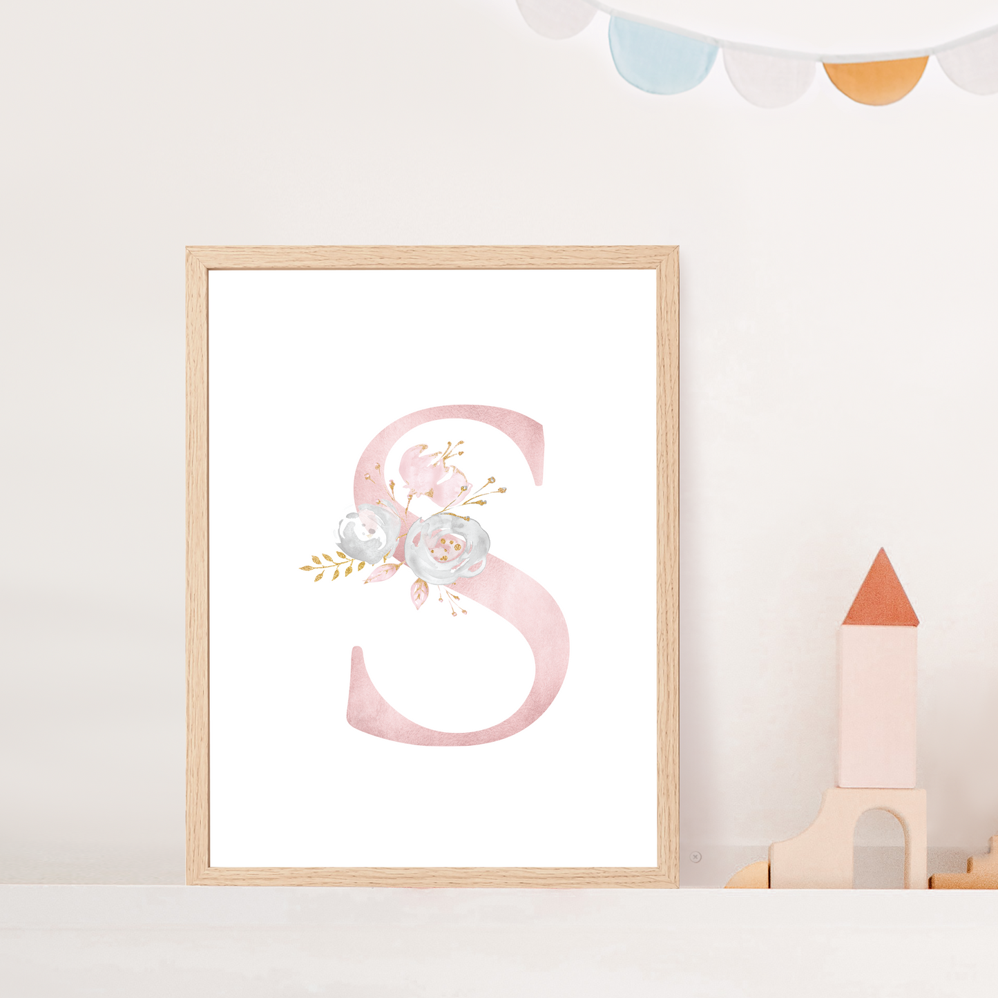 Floral Blush A-Z Initial Print