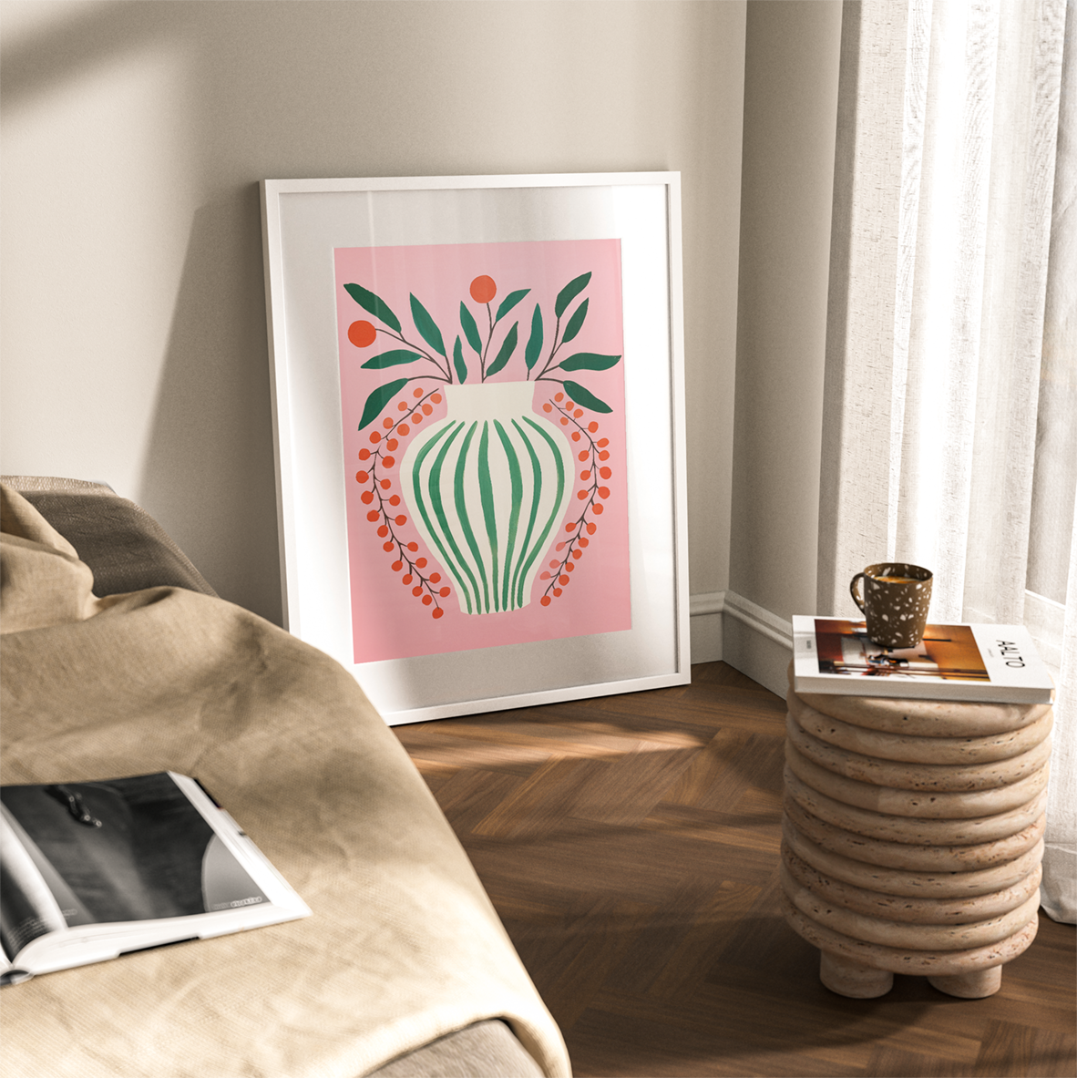 Green Berry Vase | Art Print