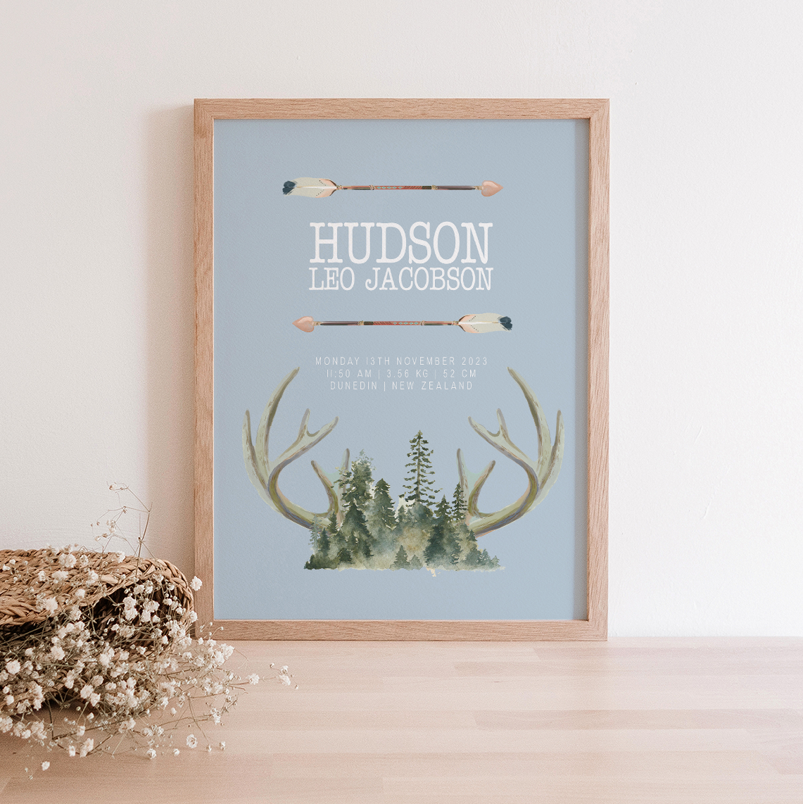 Hunter - Birth Detail Keepsake Print