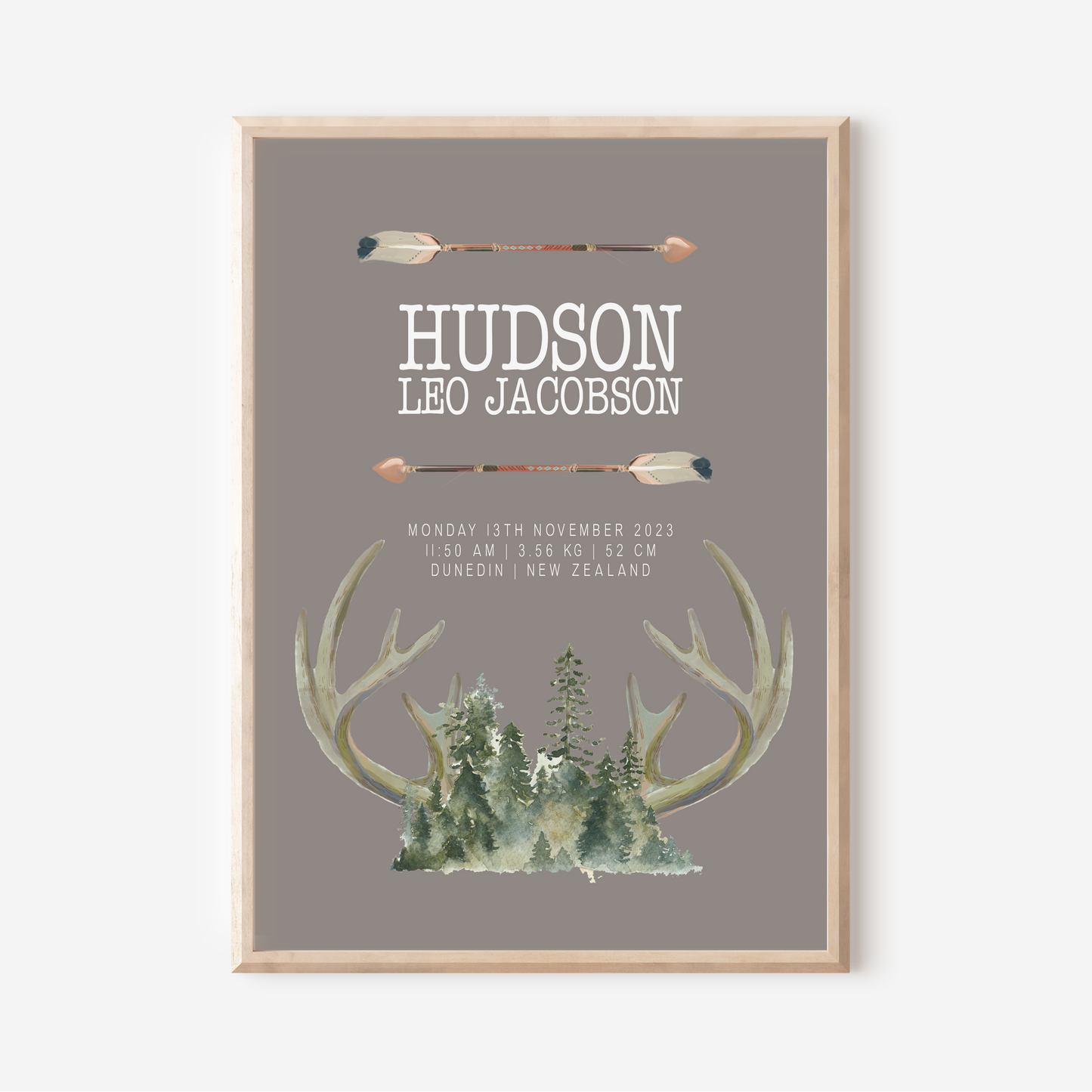 Hunter - Birth Detail Keepsake Print