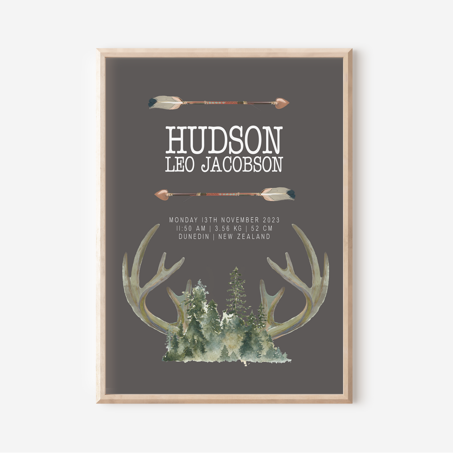 Hunter - Birth Detail Keepsake Print