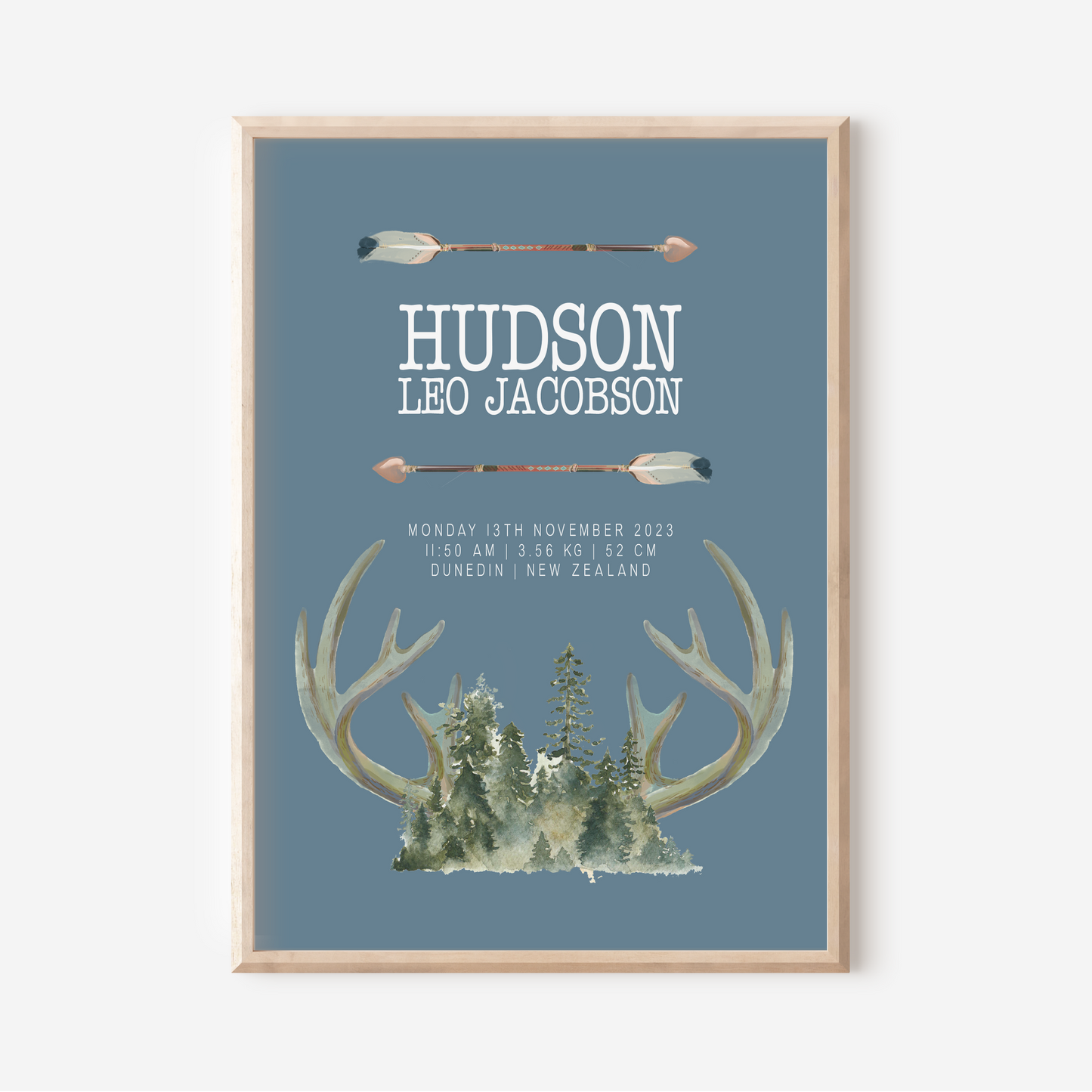 Hunter - Birth Detail Keepsake Print