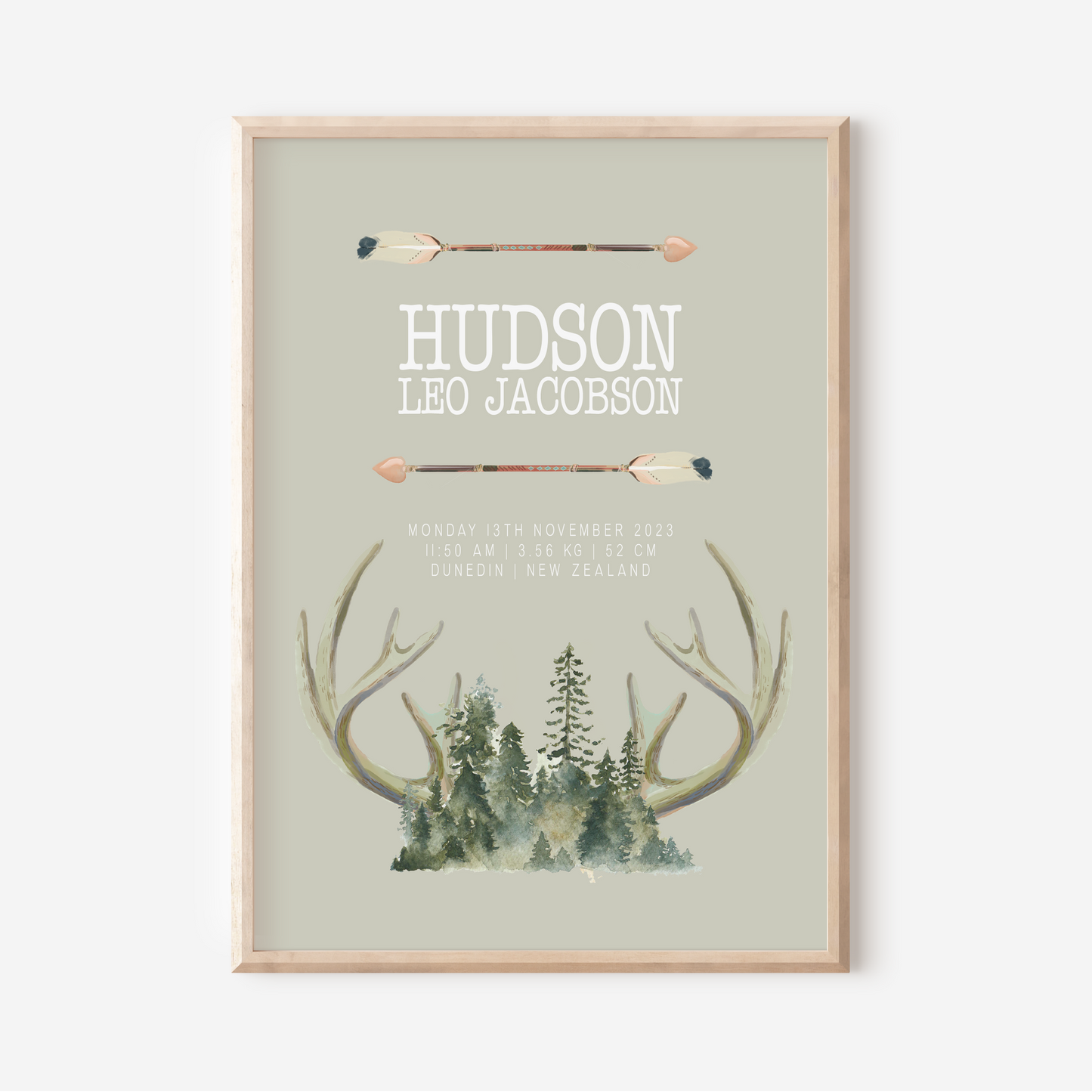 Hunter - Birth Detail Keepsake Print