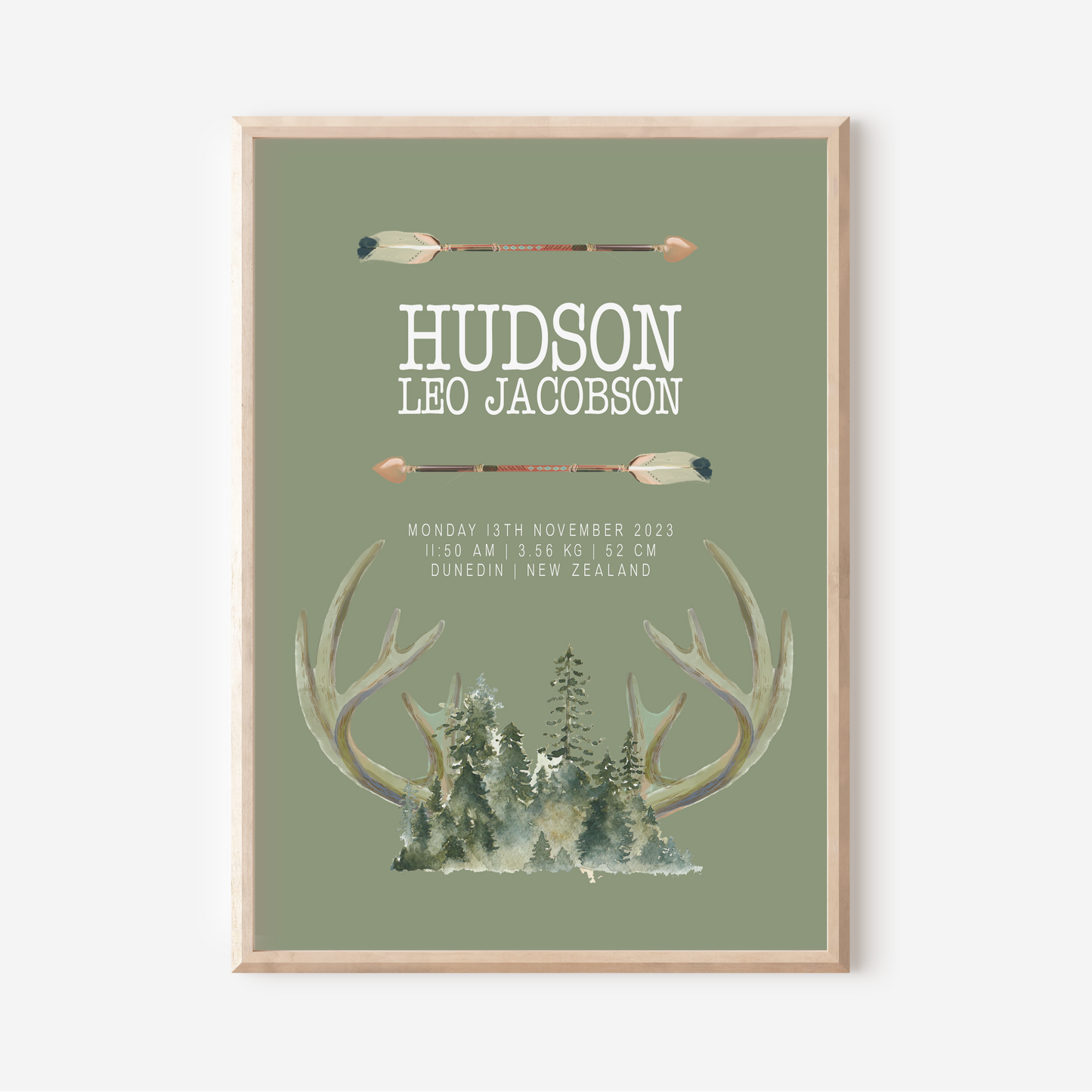 Hunter - Birth Detail Keepsake Print