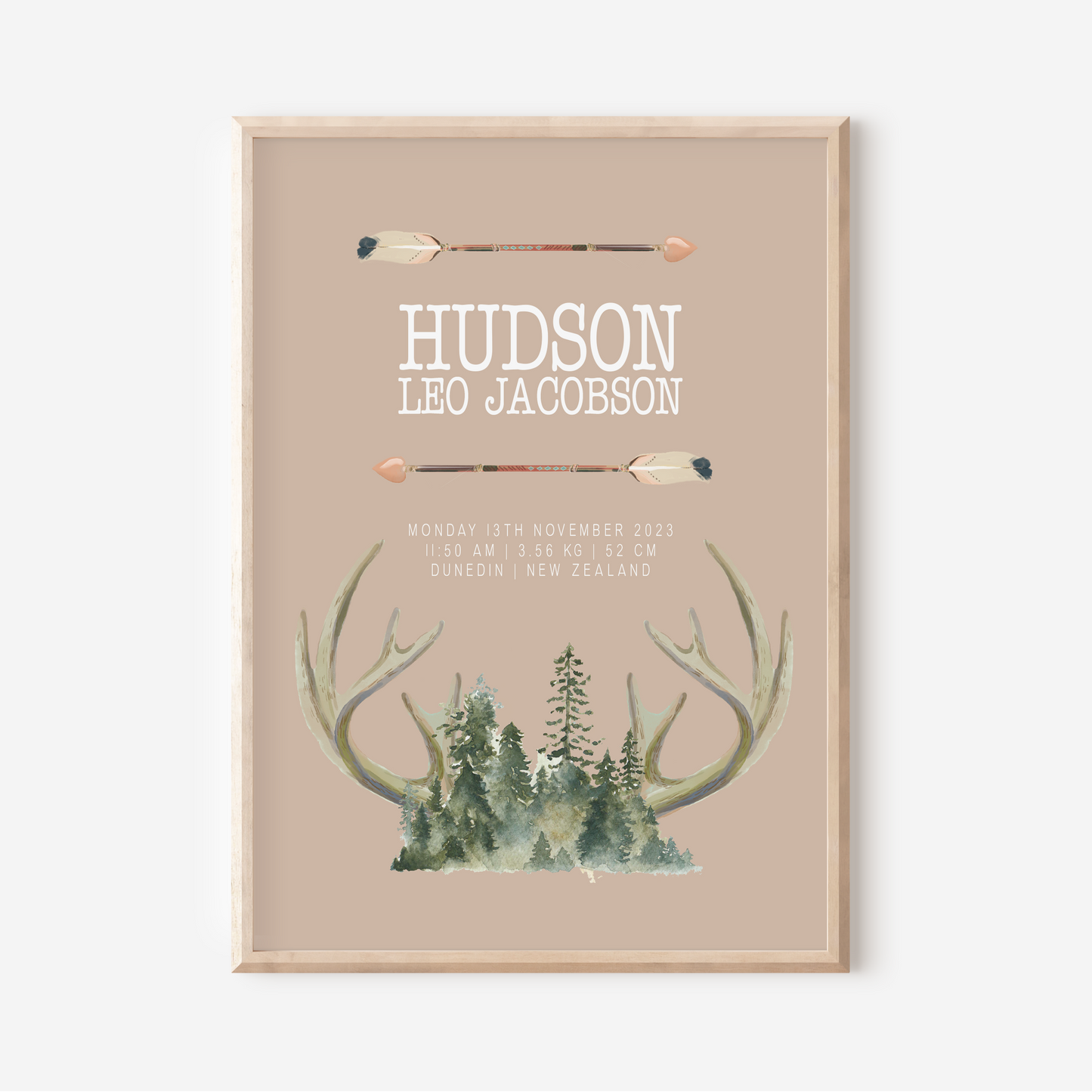 Hunter - Birth Detail Keepsake Print