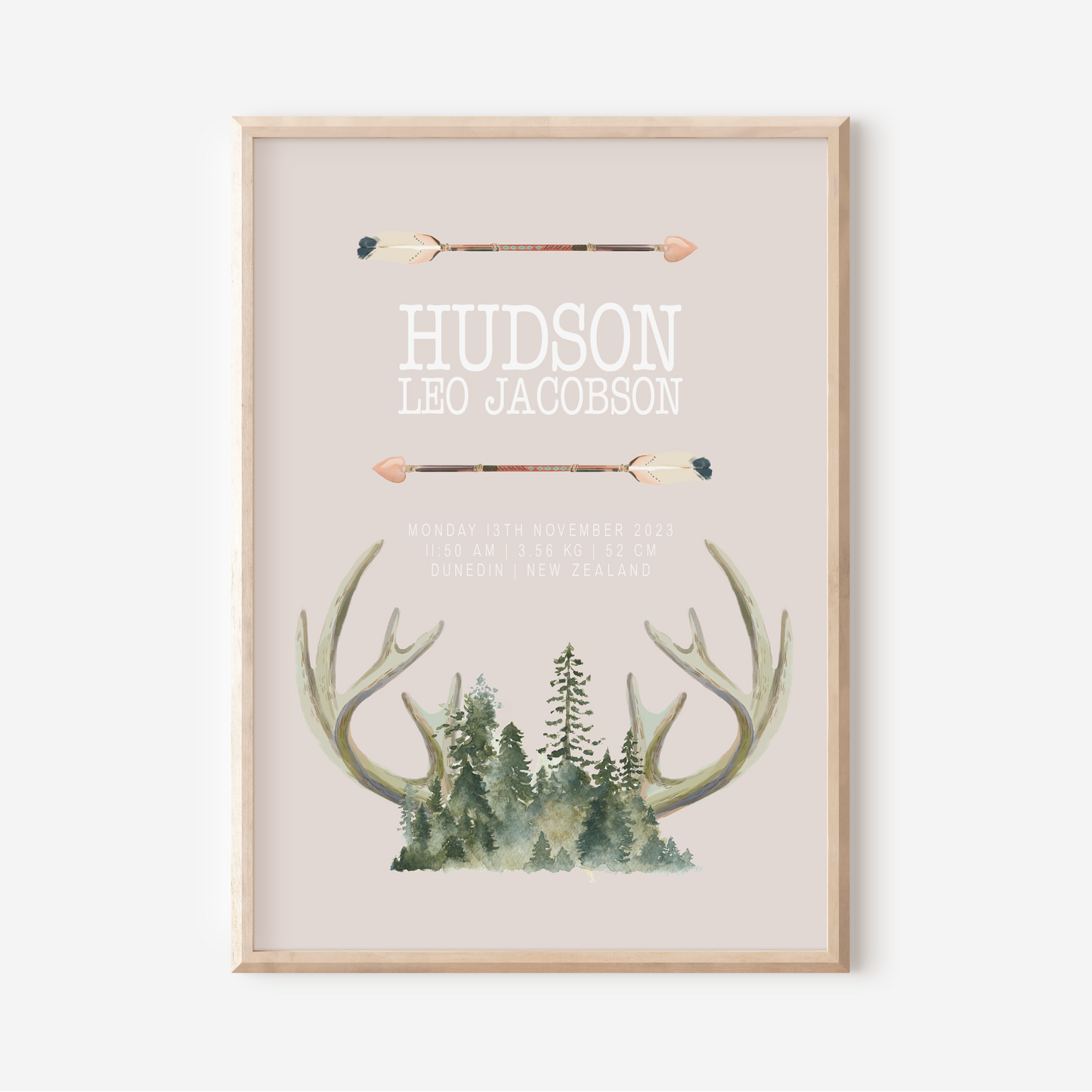 Hunter - Birth Detail Keepsake Print