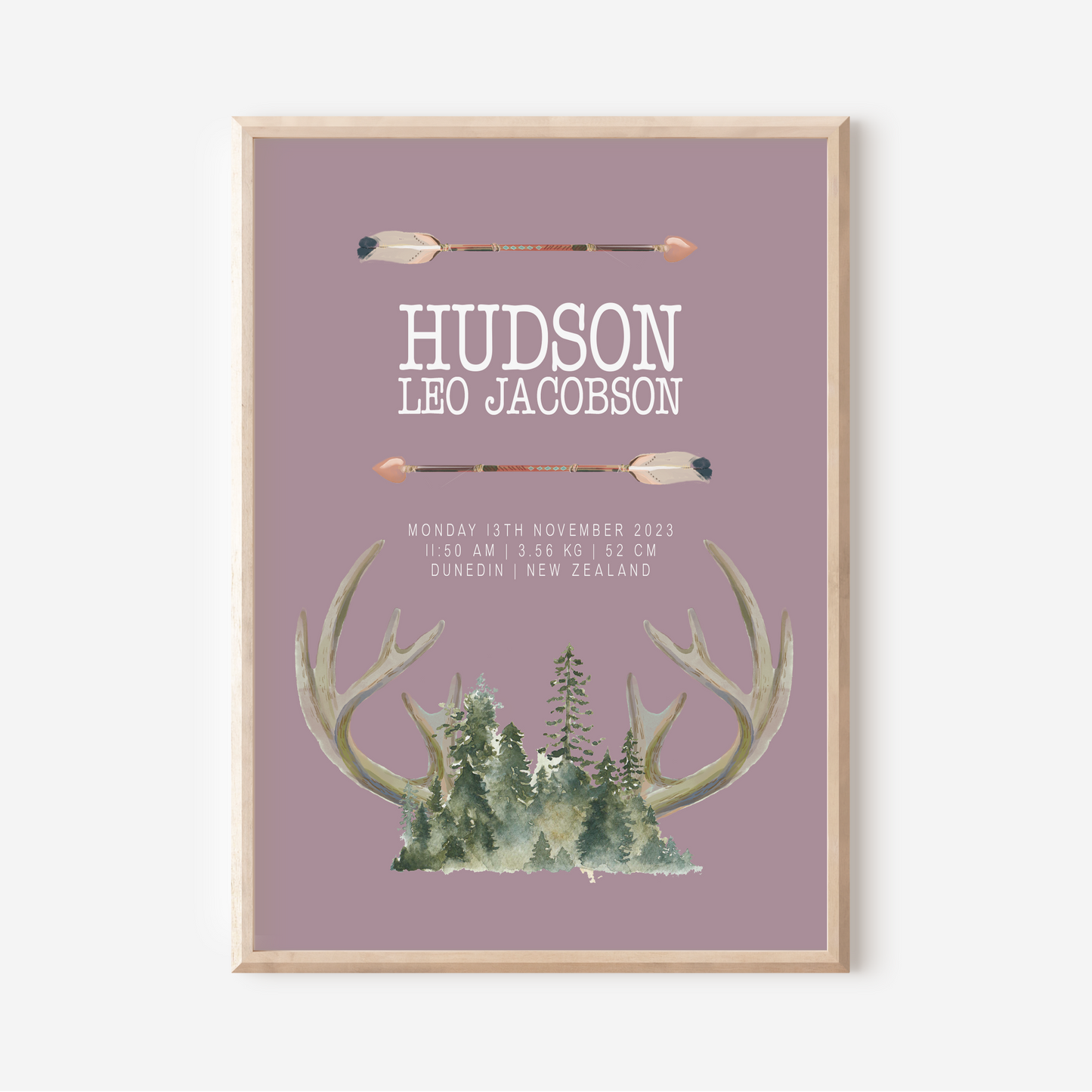Hunter - Birth Detail Keepsake Print