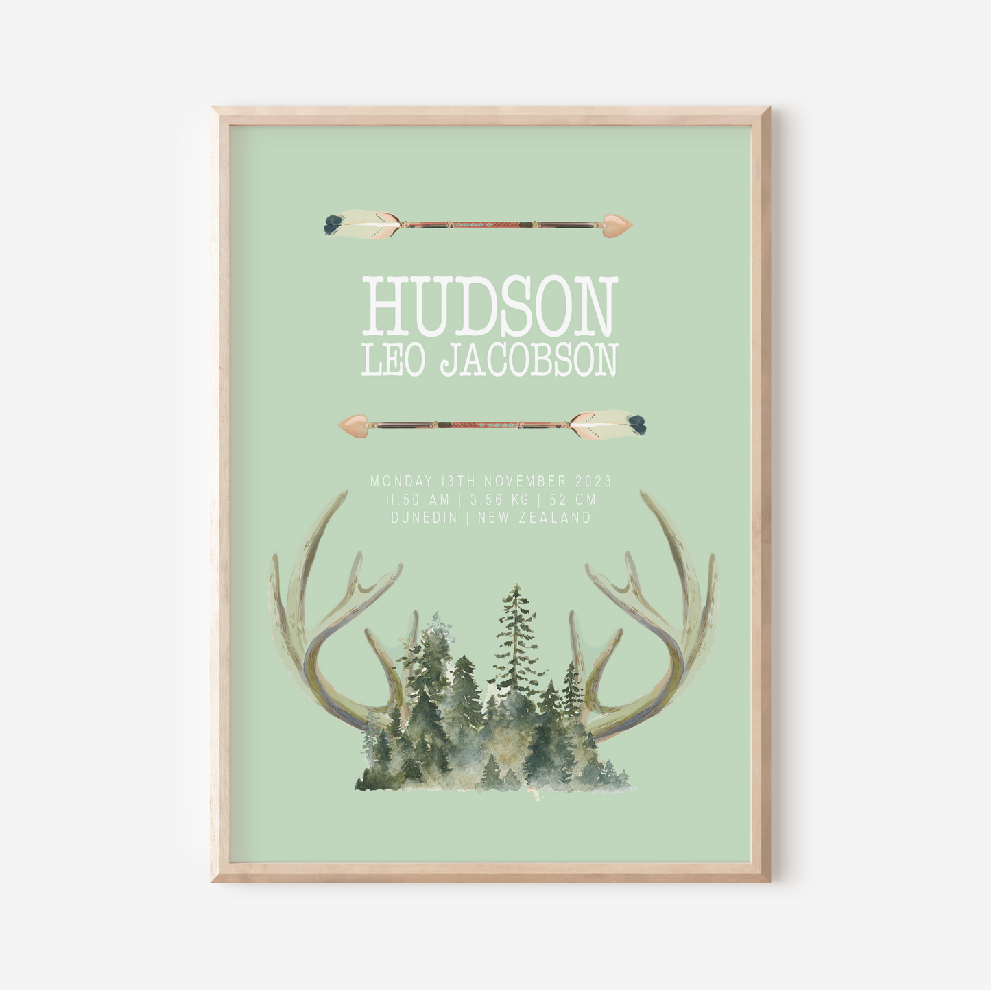 Hunter - Birth Detail Keepsake Print