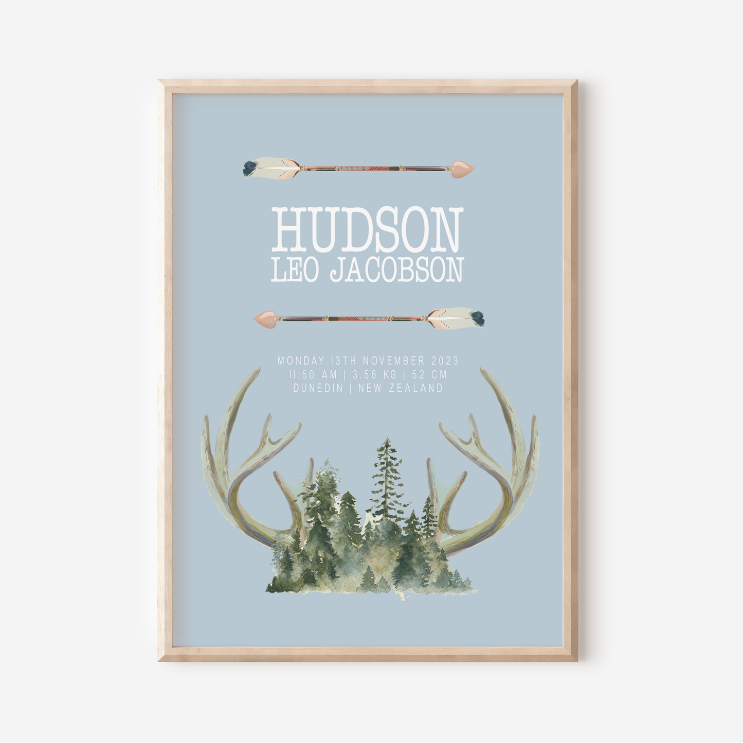 Hunter - Birth Detail Keepsake Print