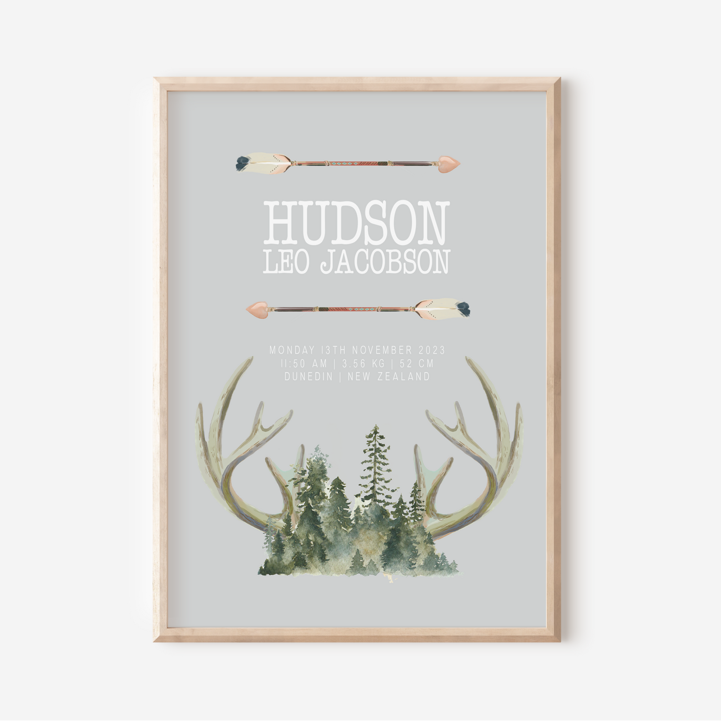 Hunter - Birth Detail Keepsake Print