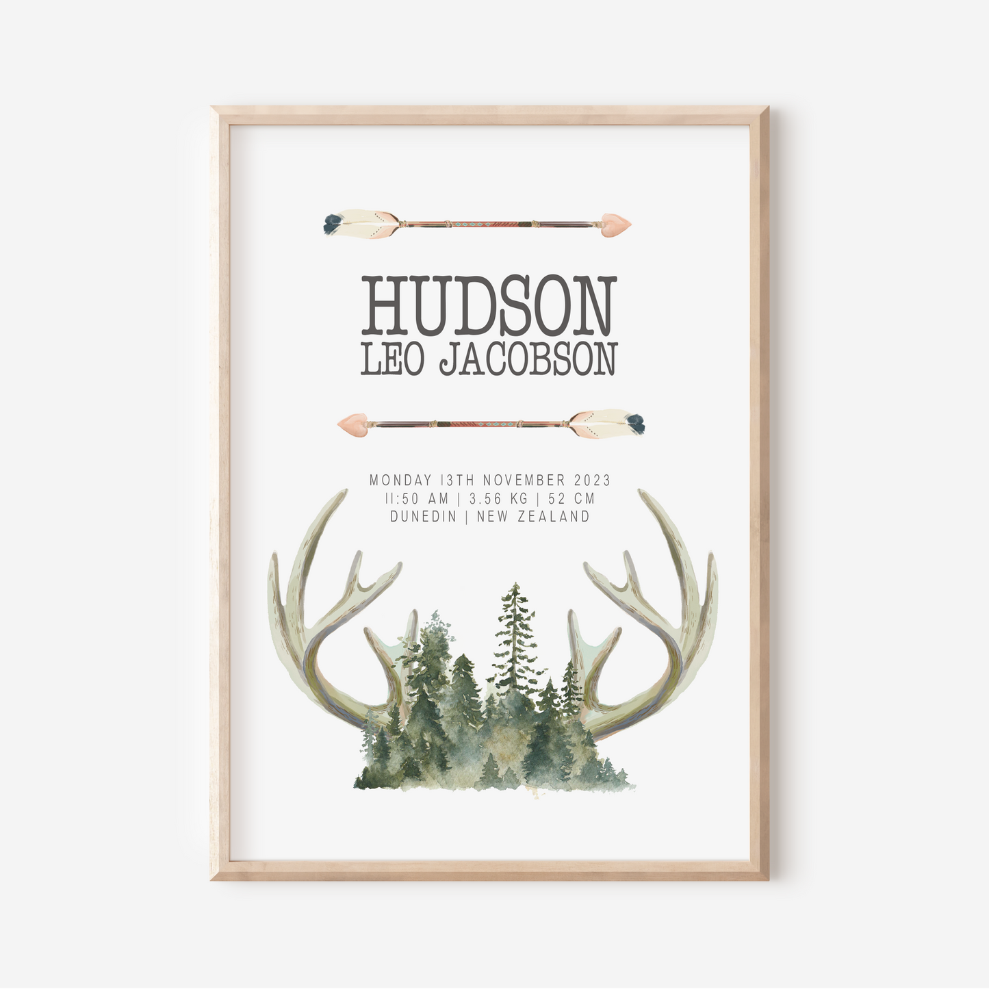 Hunter - Birth Detail Keepsake Print