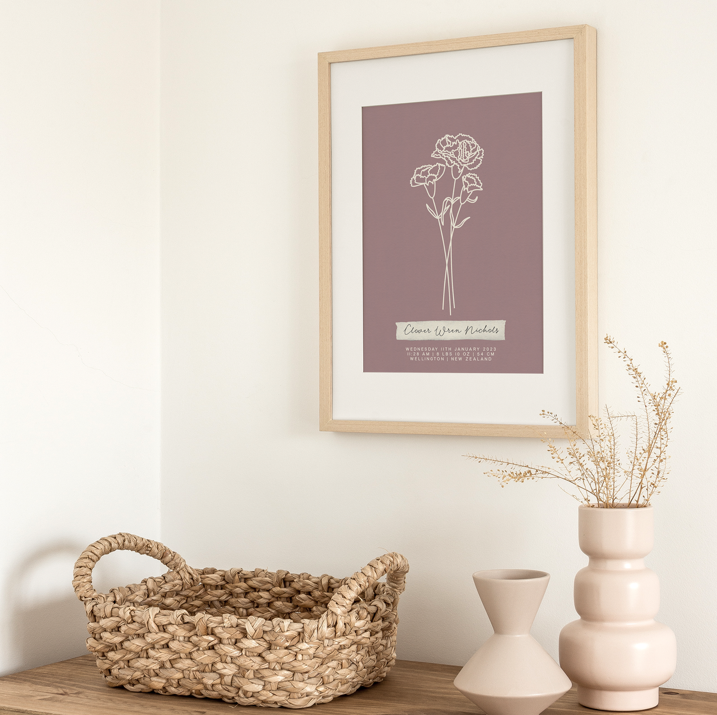 JANUARY Carnation - Botanical Birth Month Keepsake Print