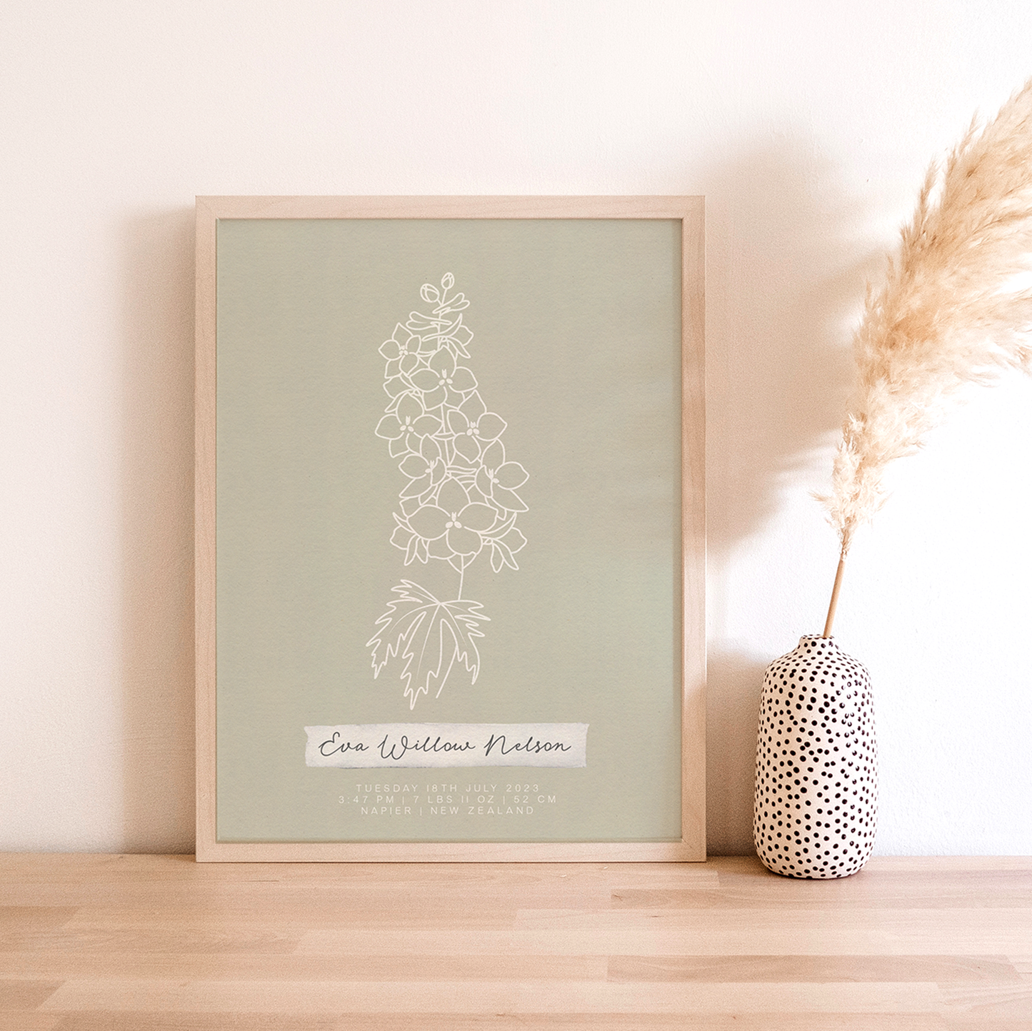 JULY Delphinium - Botanical Birth Month Keepsake Print