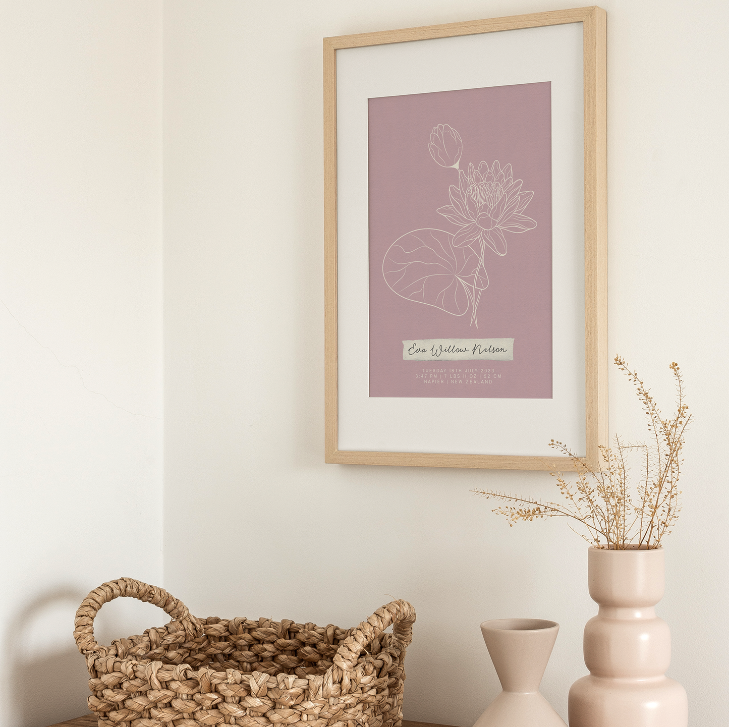 JULY Water Lily - Botanical Birth Month Keepsake Print
